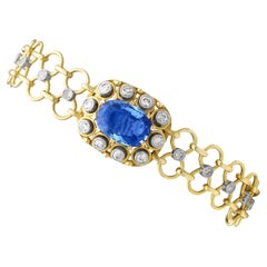 Vintage 1950s 5.72 Carat Sapphire and 1.10 Carat Diamond 12k Yellow Gold Bracelet