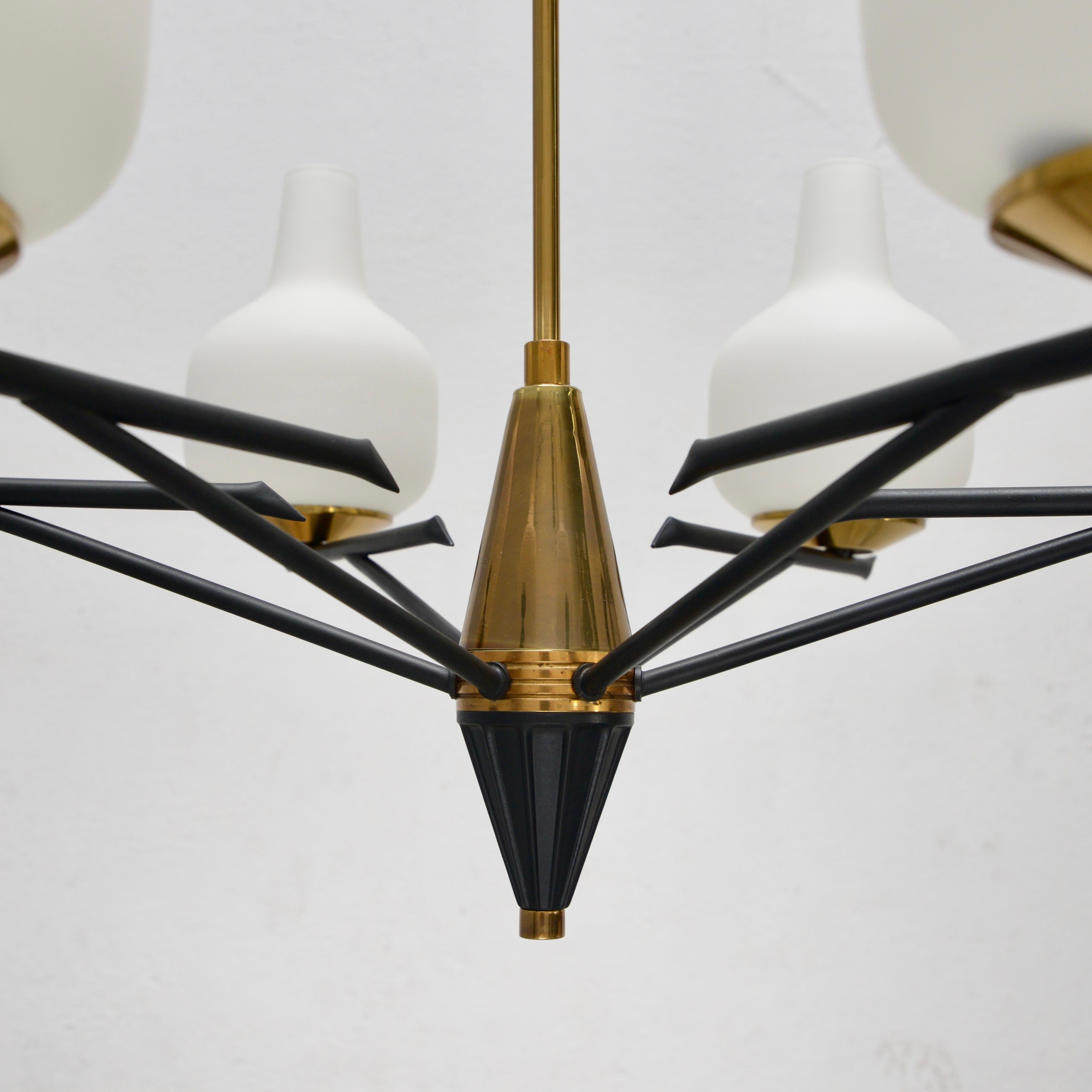 Patinated 1950s 6 Shade Chandelier