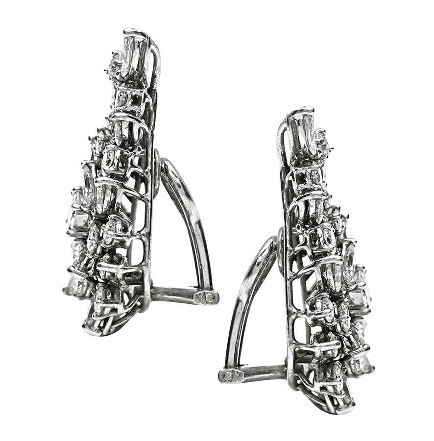 1950er Jahre 6.00ct Diamant Platin Ohrringe (Marquiseschliff) im Angebot