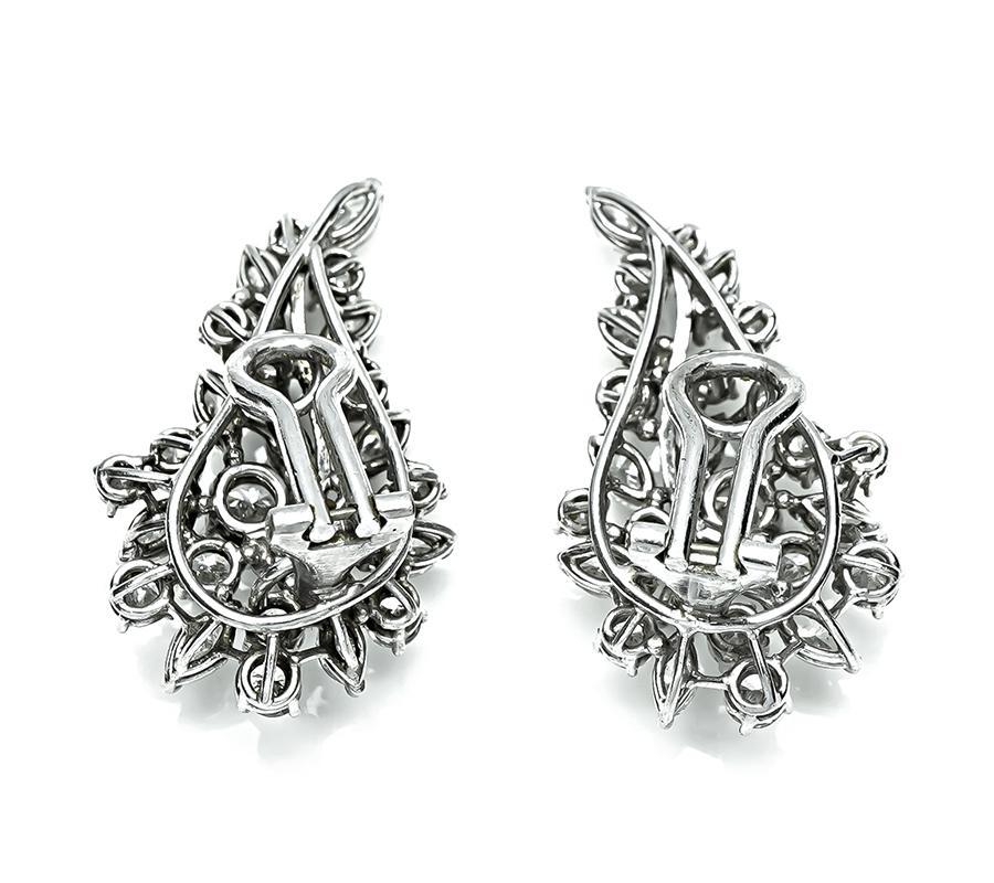1950er Jahre 6.00ct Diamant Platin Ohrringe im Zustand „Gut“ im Angebot in New York, NY