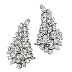 1950er Jahre 6.00ct Diamant Platin Ohrringe