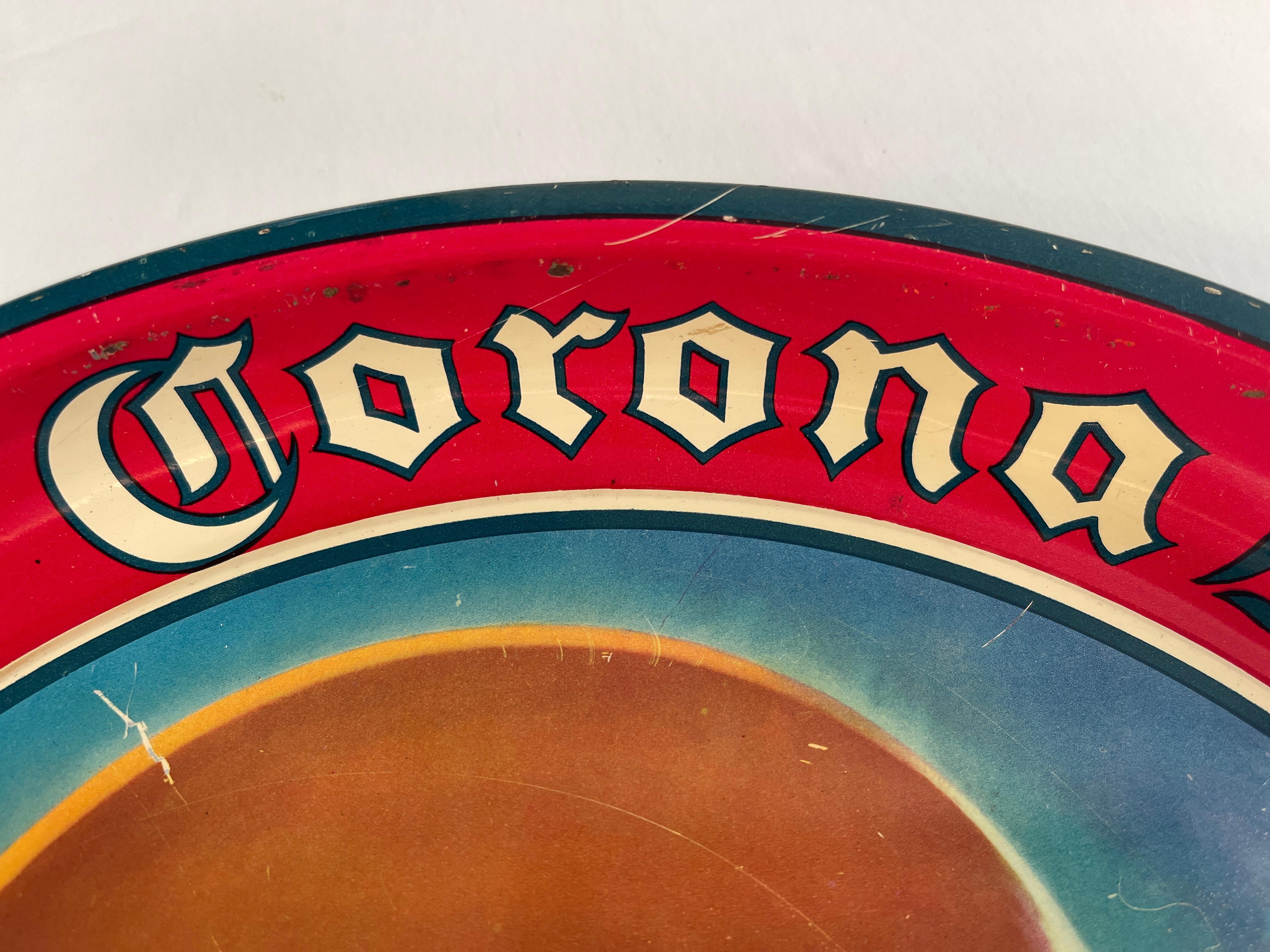 Mexicain Plateau publicitaire en fer-blanc pour la bière Corona Negra Modelo du Mexique des années 1950-60 en vente