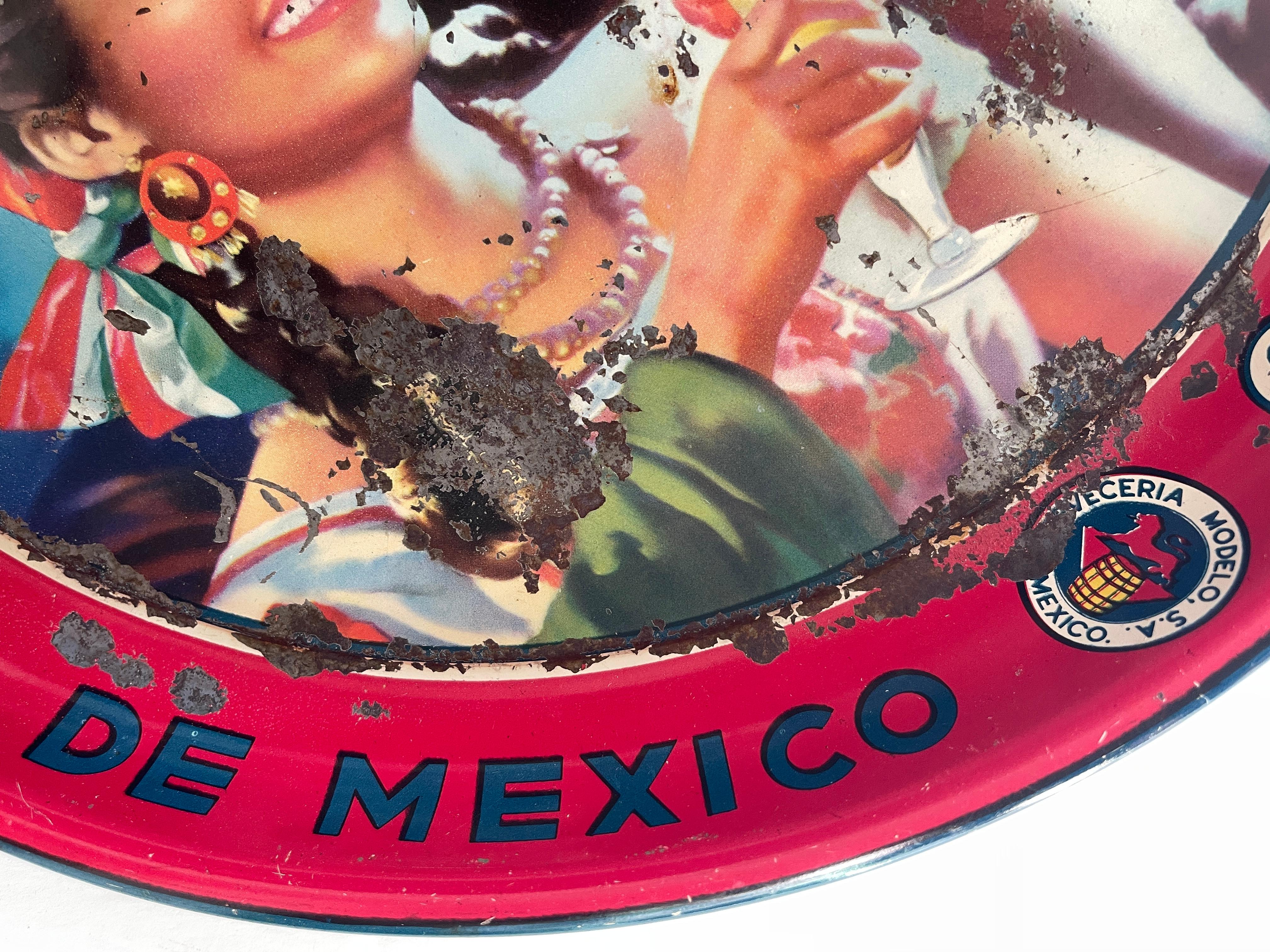 20ième siècle Plateau publicitaire en fer-blanc pour la bière Corona Negra Modelo du Mexique des années 1950-60 en vente
