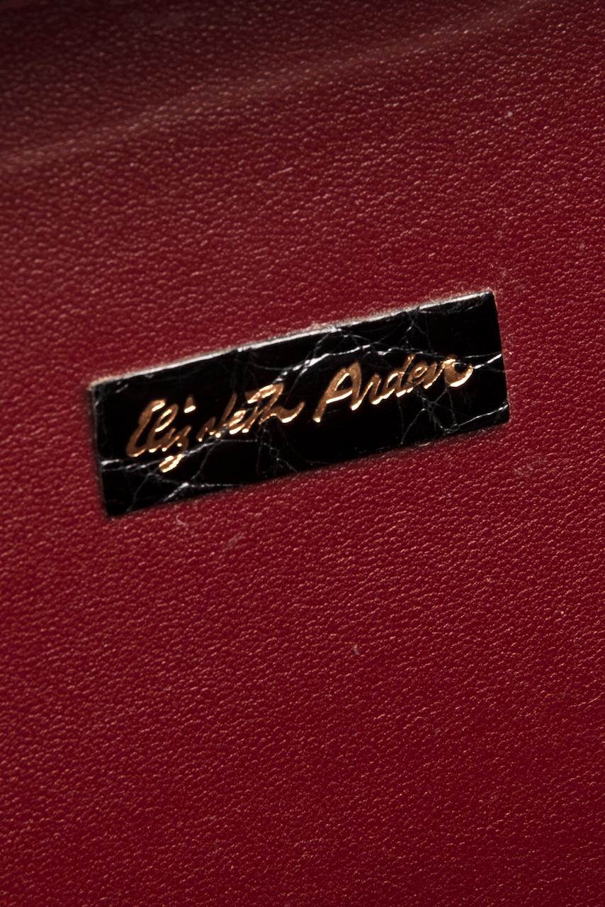 1950s/60s ELIZABETH ARDEN Black Crocodile Pattern Leather Vanity Case or Handbag 11