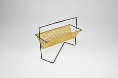 1950s–60s French Mid-Century Modern Magazine Rack in Perforated Metal