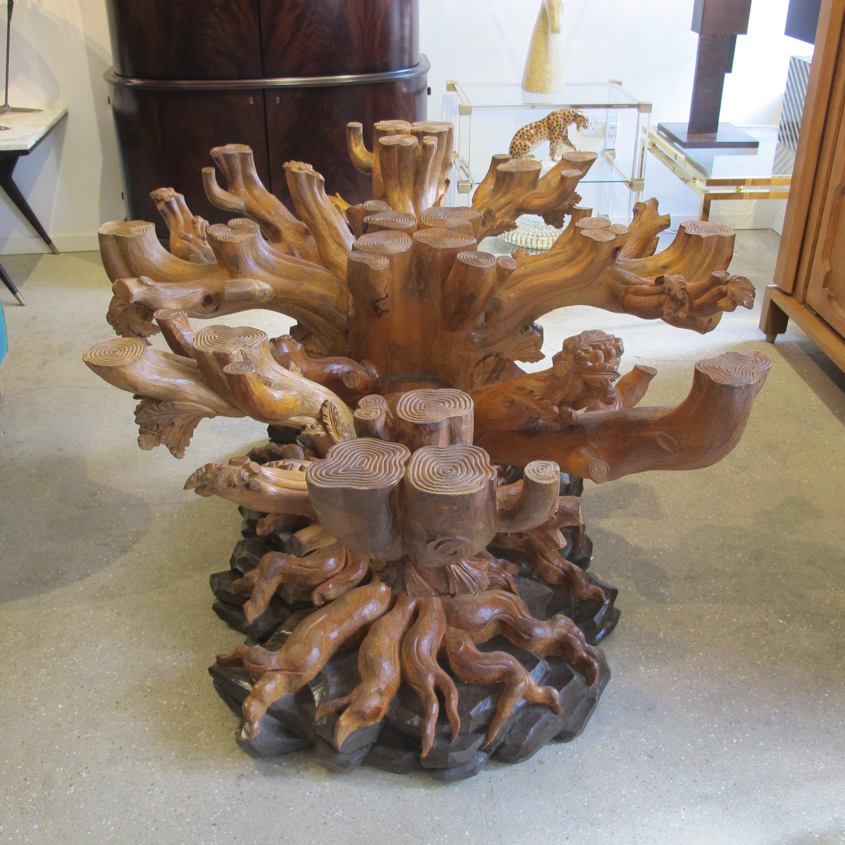 1950s/60s Italian Hand-Carved Tree Shaped Large Dining Table Base by Bartolozzi  For Sale 4