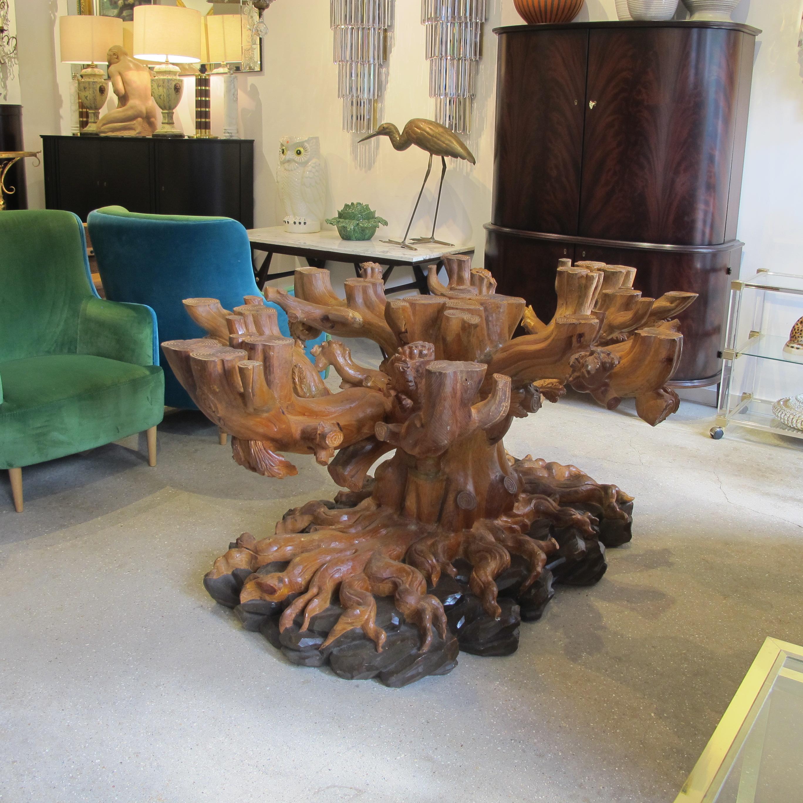 1950s/60s Italian Hand-Carved Tree Shaped Large Dining Table Base by Bartolozzi  en vente 3