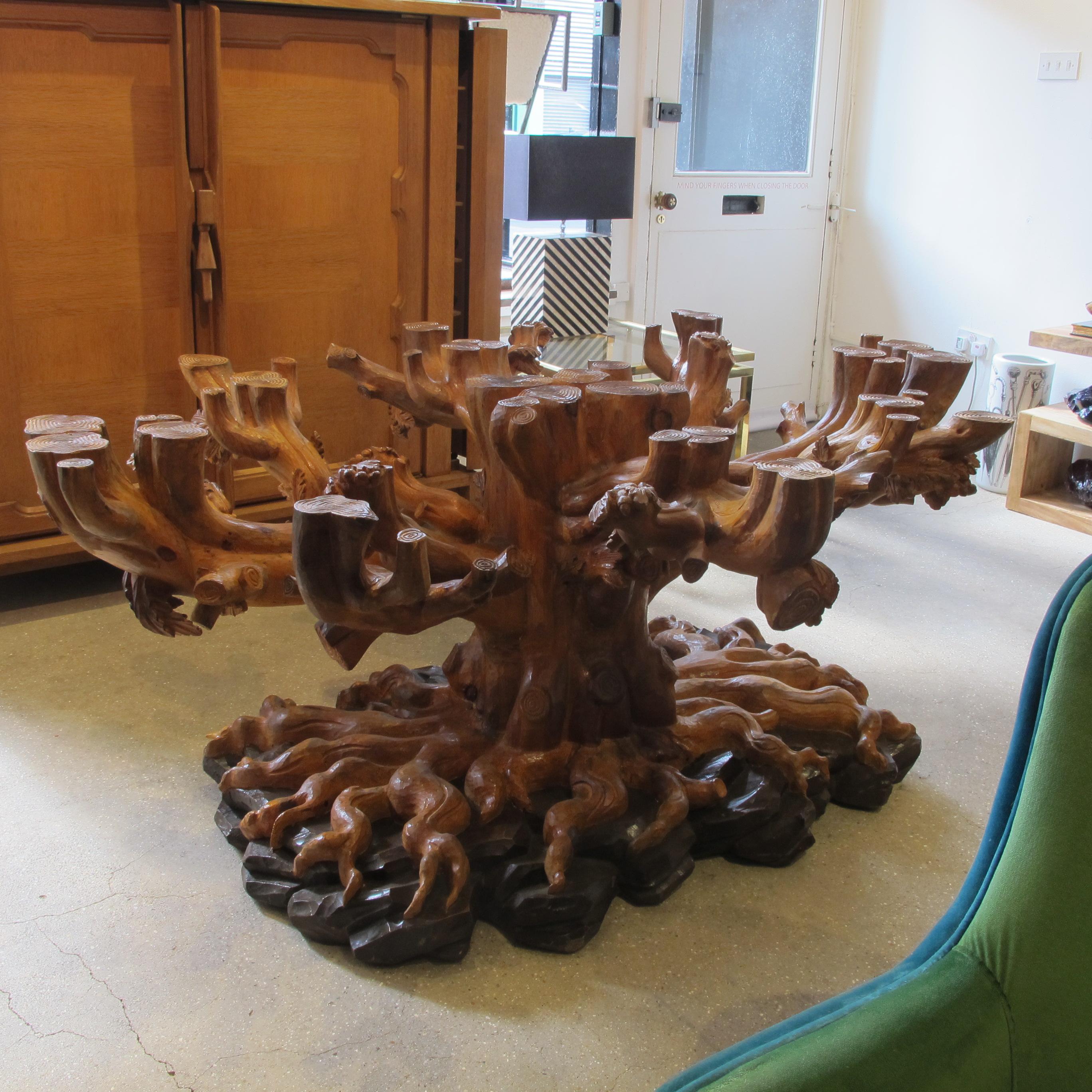 1950s/60s Italian Hand-Carved Tree Shaped Large Dining Table Base by Bartolozzi  en vente 1