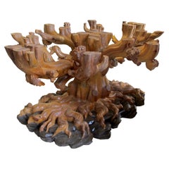 Base de mesa de comedor italiana tallada a mano en forma de árbol de los años 50/60, de Bartolozzi 