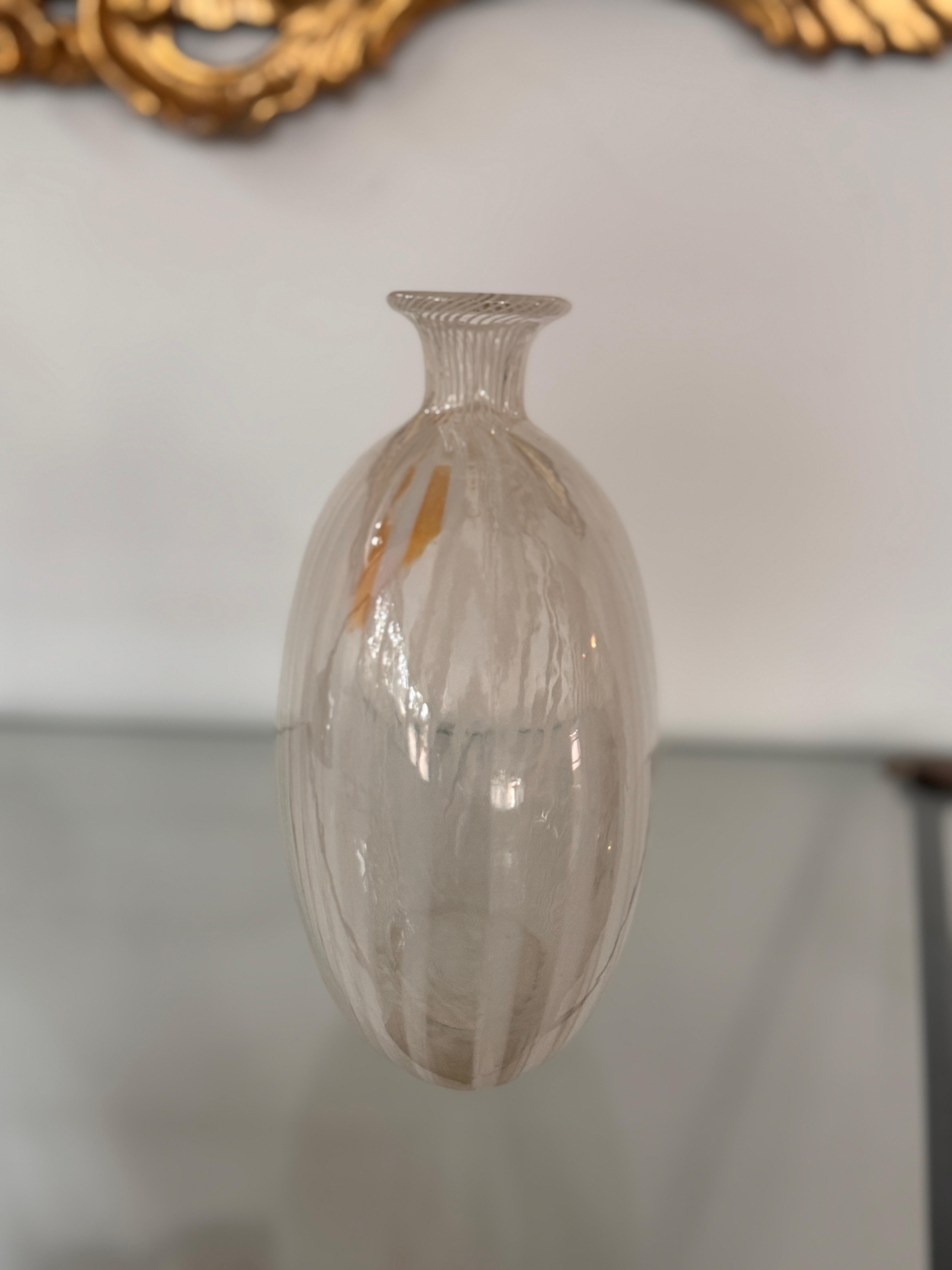 20th Century 1950s–60s Murano Filigrana “Pillow” Vase, attributed to Dino Martens For Sale