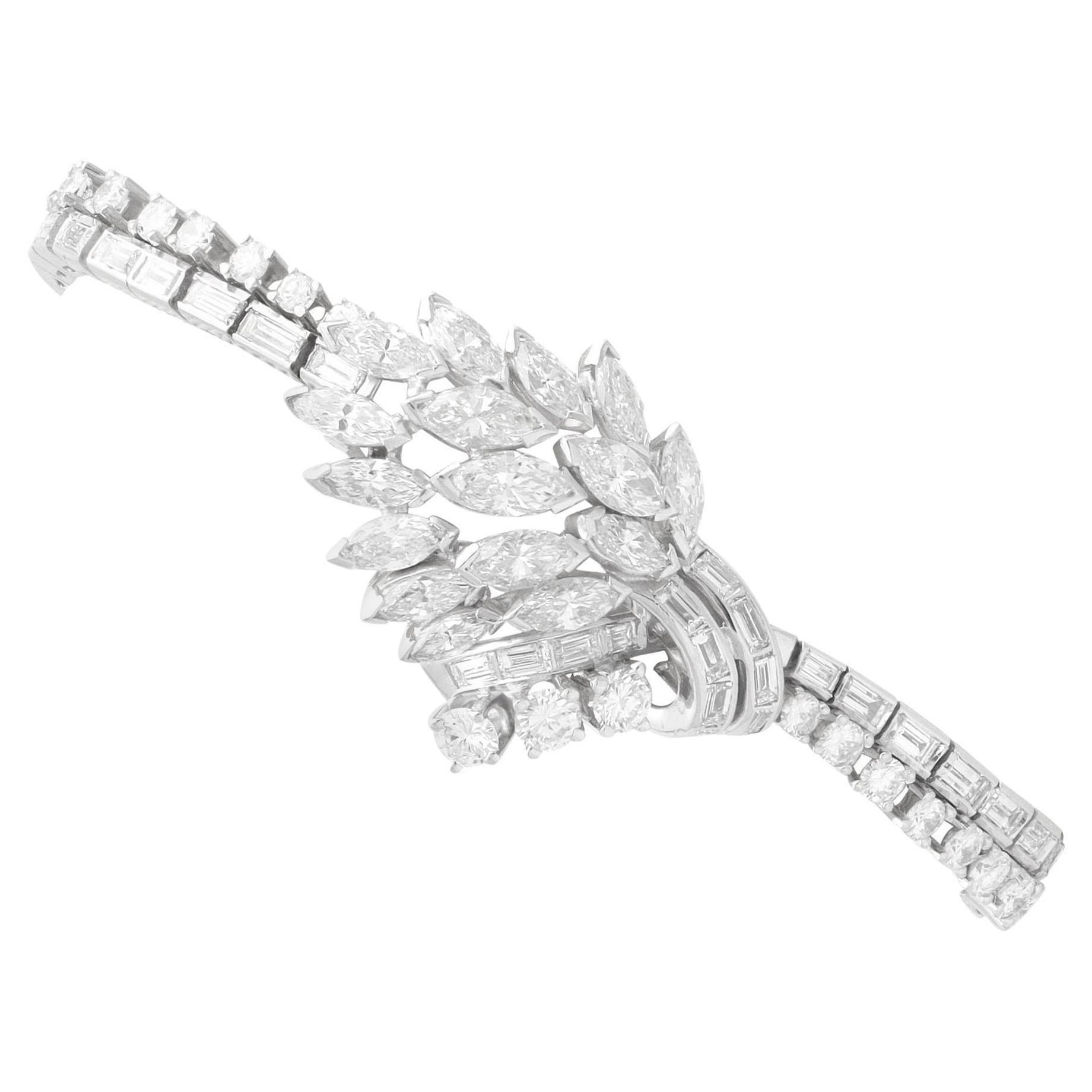 Brazalete de platino y diamantes de 6,85 quilates de los años 50 en venta