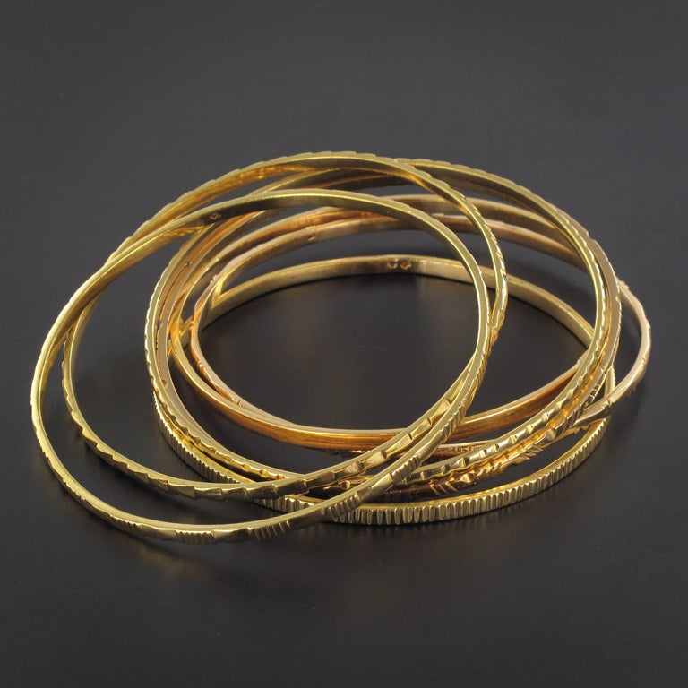 Yellow Gold Days Bangles 14K Gold FILLED Set Of 7(seminario - Main Image