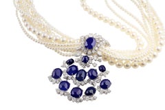 1950s 74.77 Carat Sapphire and Pearl Necklace