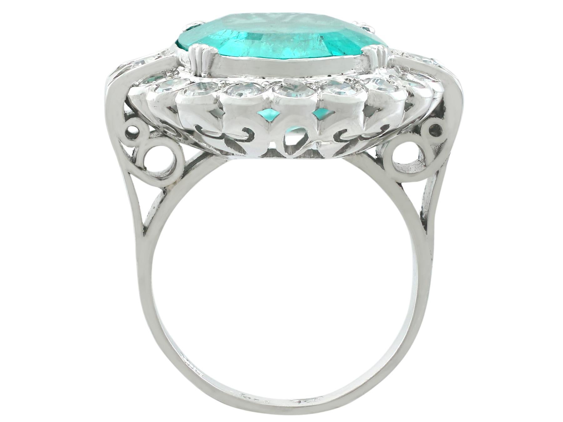 1950s 8.19 Carat Emerald and 1.48 Carat Diamond White Gold Cocktail Ring 1