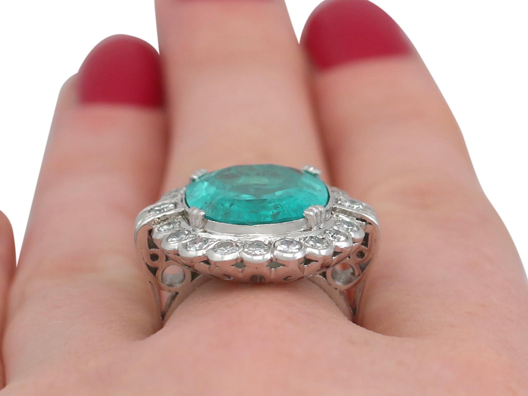 1950s 8.19 Carat Emerald and 1.48 Carat Diamond White Gold Cocktail Ring 4
