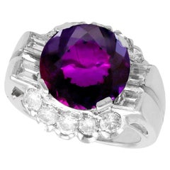 1950s, 8.22 Carat Amethyst and 1.55 Carat Diamond Platinum Cocktail Ring