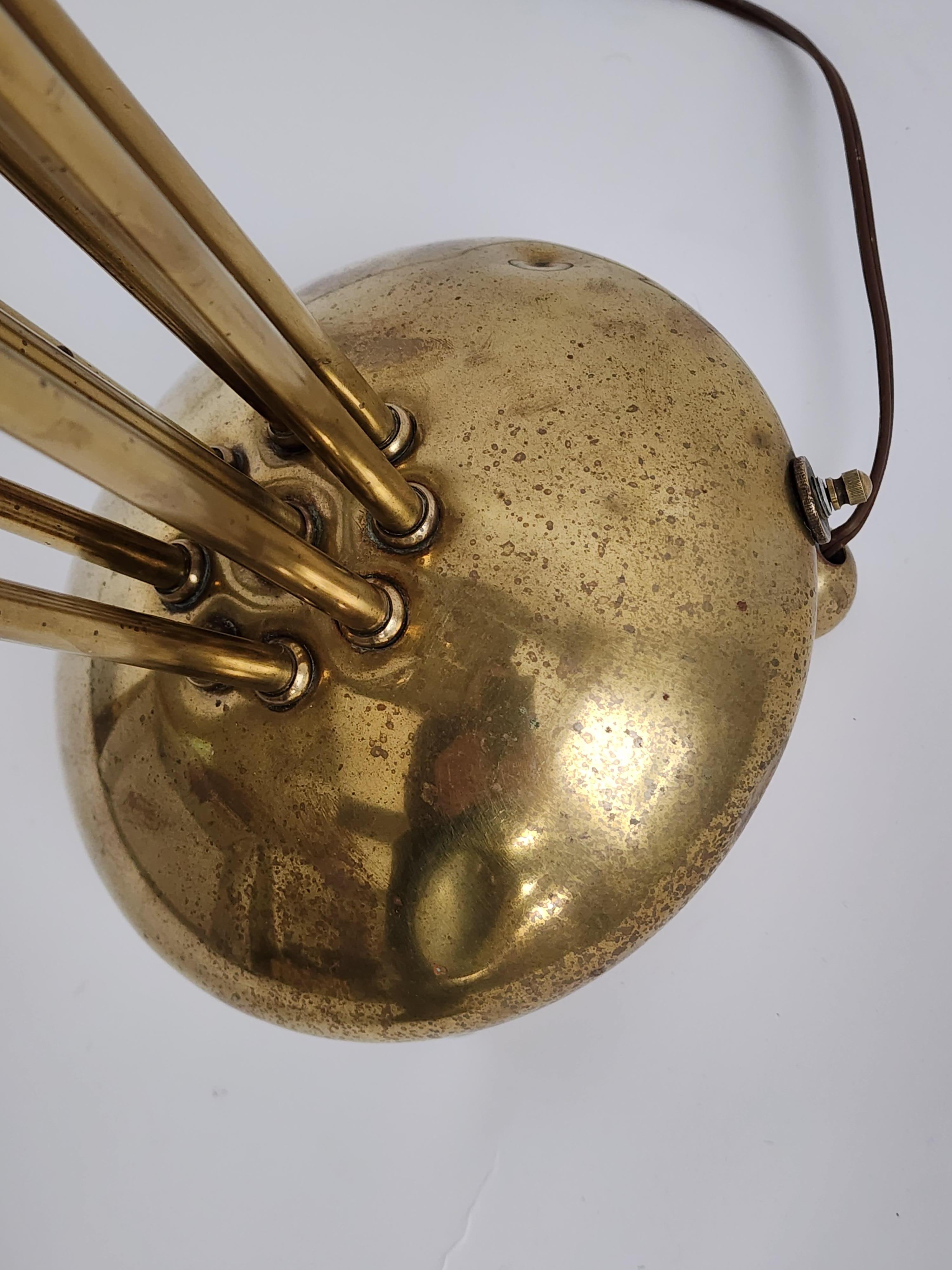 1950s All Brass Sputnik Table Lamp by Majestic Lamp Corp , USA  For Sale 9