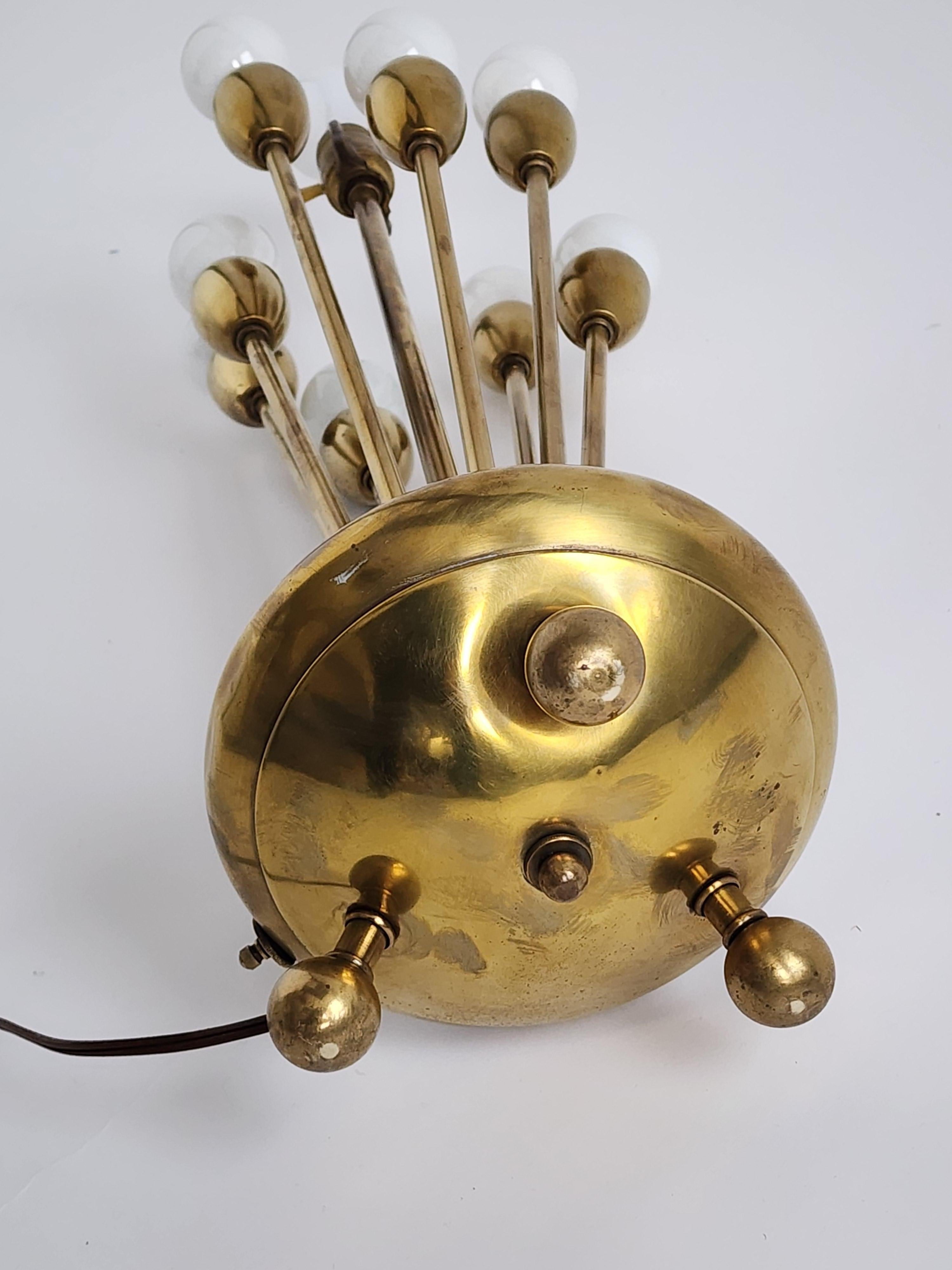 1950s All Brass Sputnik Table Lamp by Majestic Lamp Corp , USA  For Sale 11