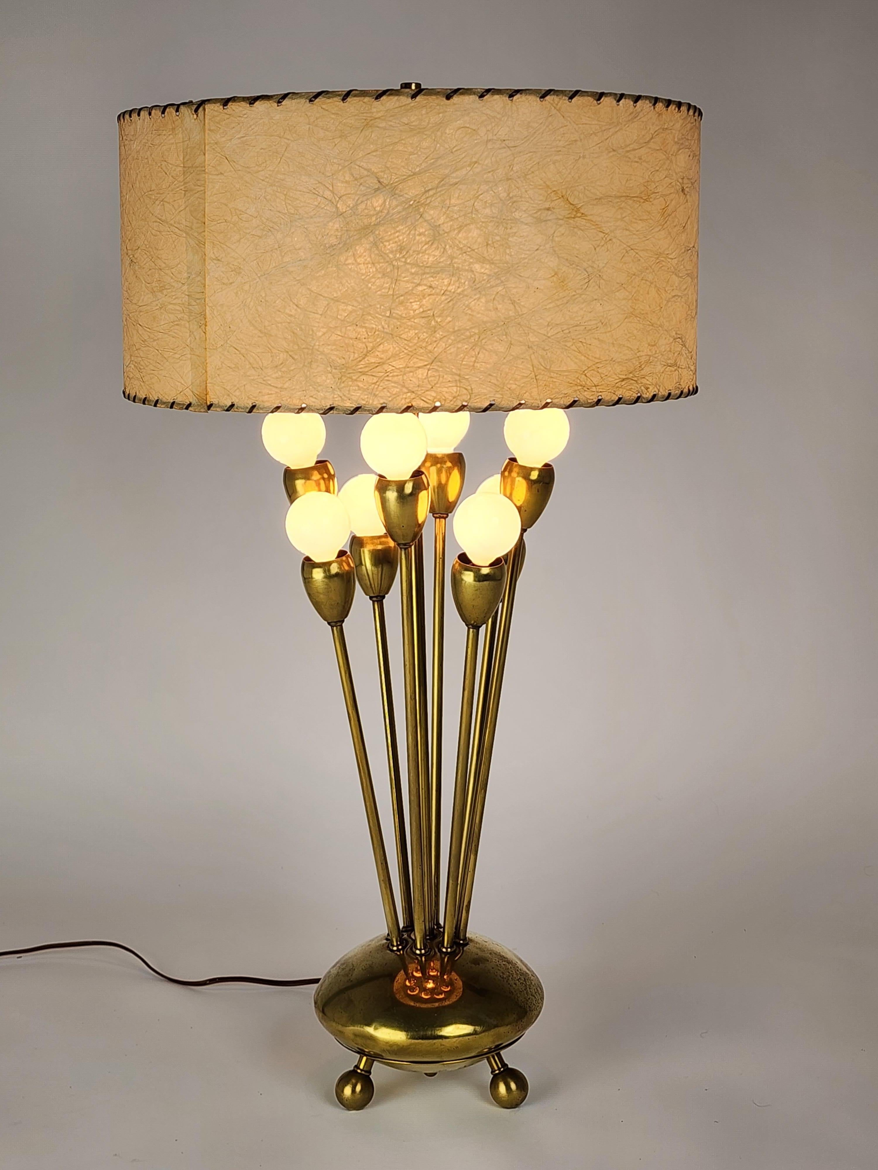 American 1950s All Brass Sputnik Table Lamp by Majestic Lamp Corp , USA  For Sale