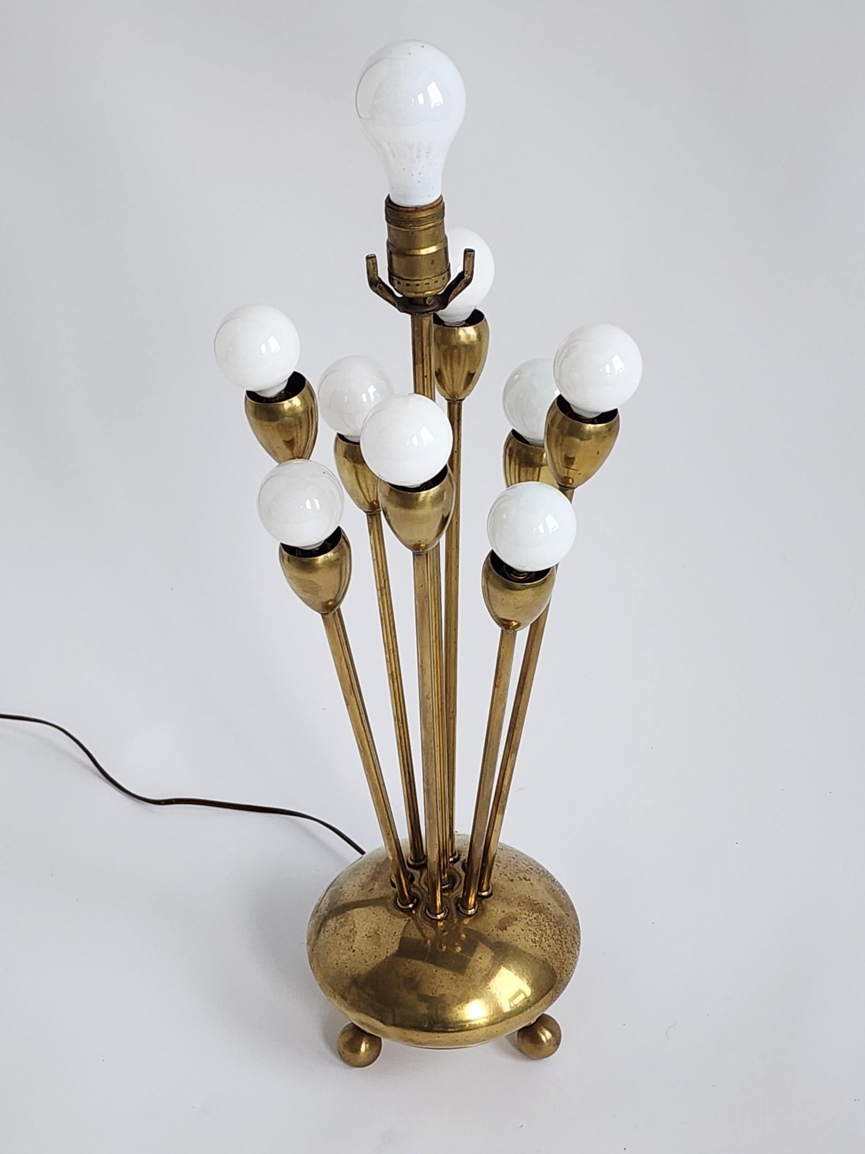 Lampe de table Sputnik en laiton des années 1950 par Majestic Lamp Corp , USA  en vente 1