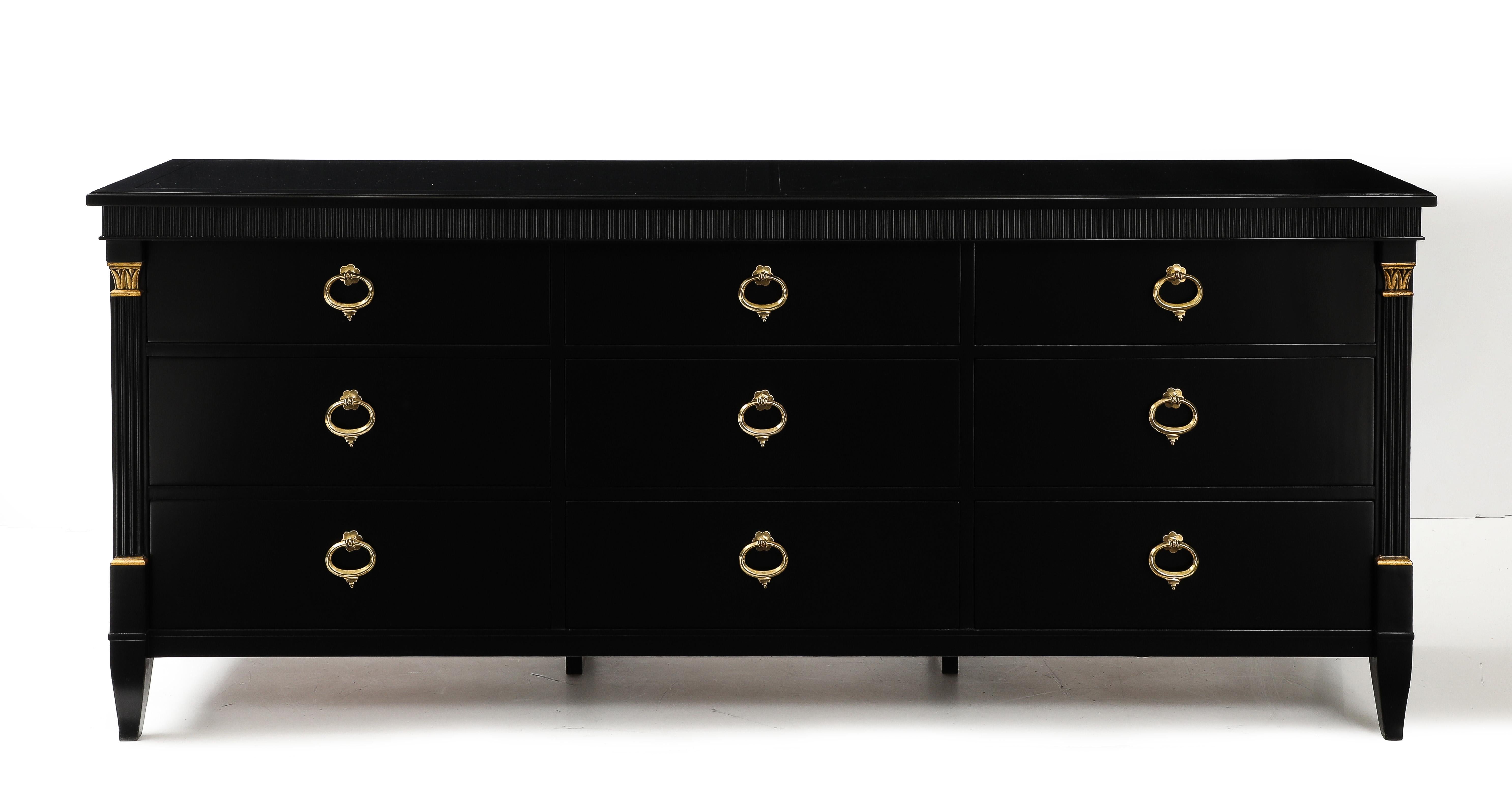 1950's 9 Drawer Black Lacquer Dresser By Baker For Sale 4