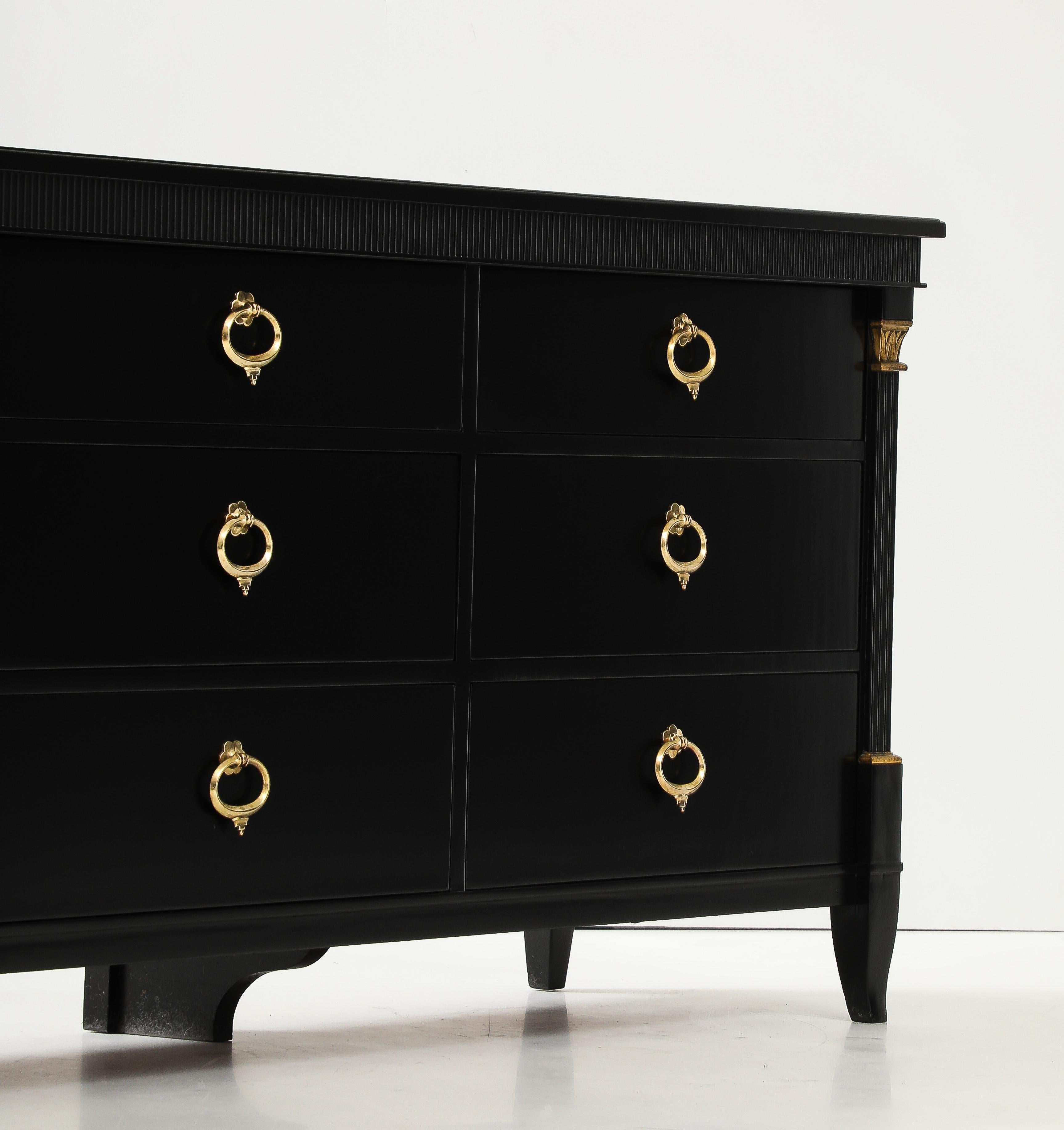 1950's 9 Drawer Black Lacquer Dresser By Baker For Sale 5
