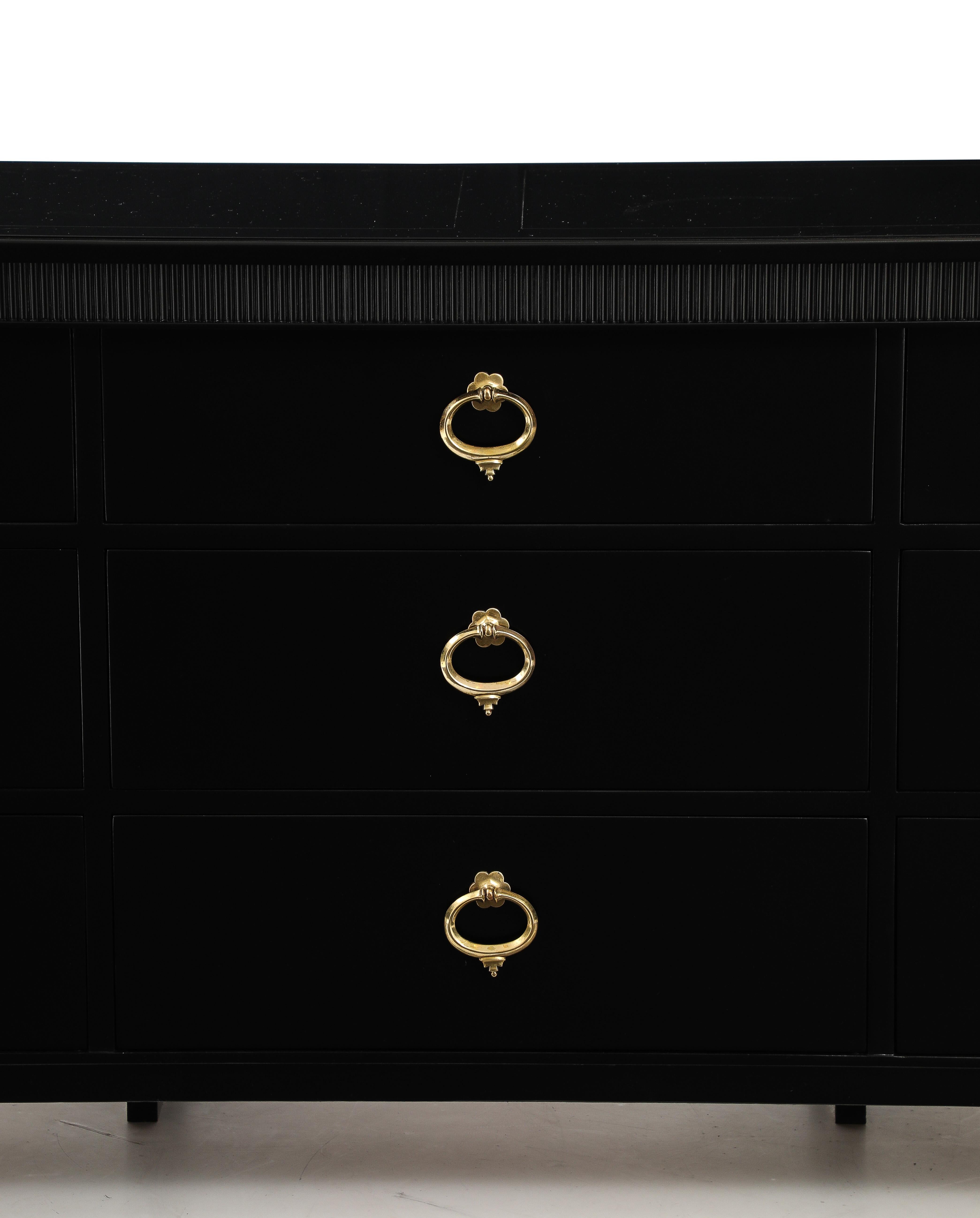 1950's 9 Drawer Black Lacquer Dresser By Baker For Sale 7