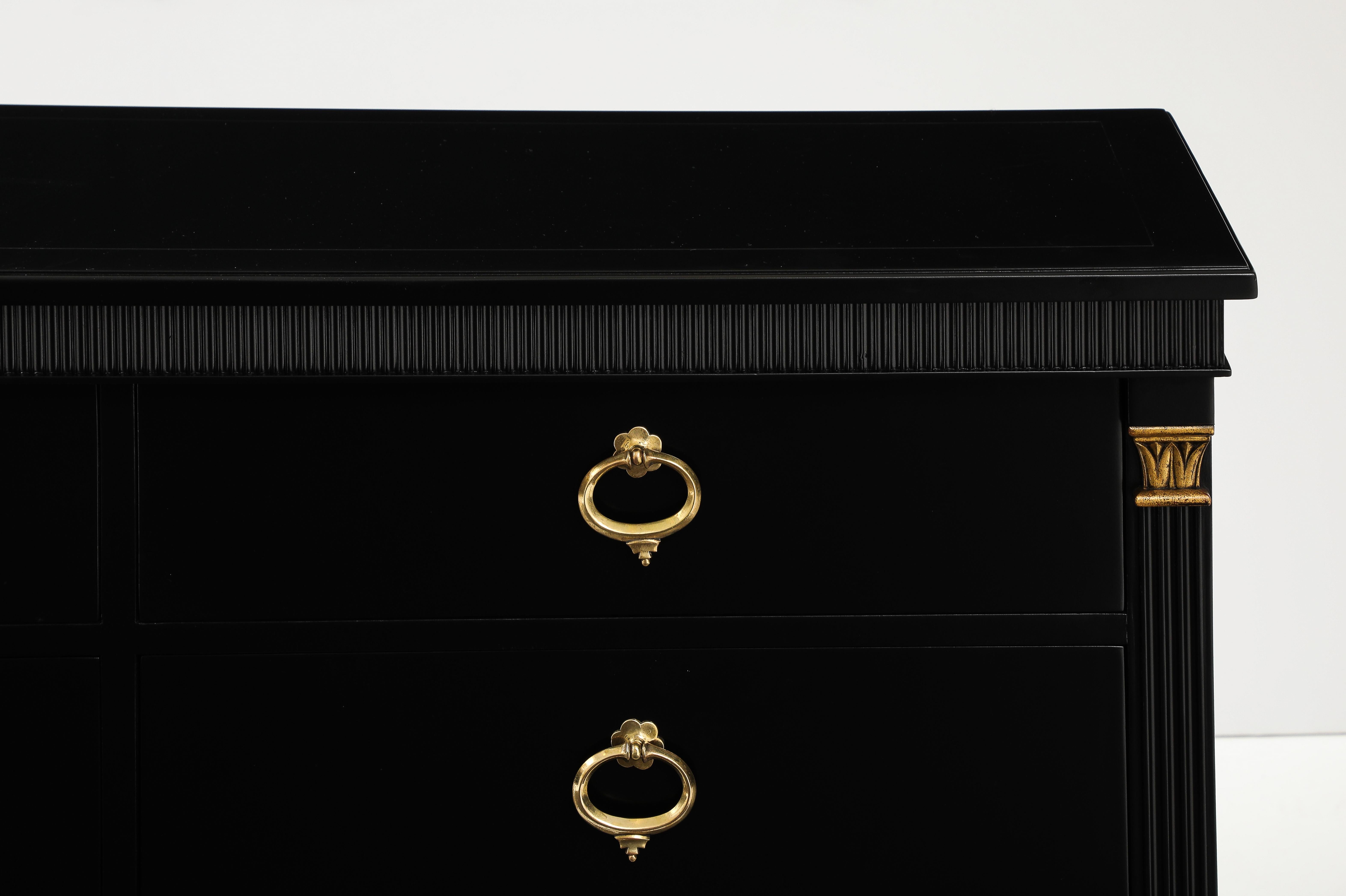 1950's 9 Drawer Black Lacquer Dresser By Baker For Sale 9