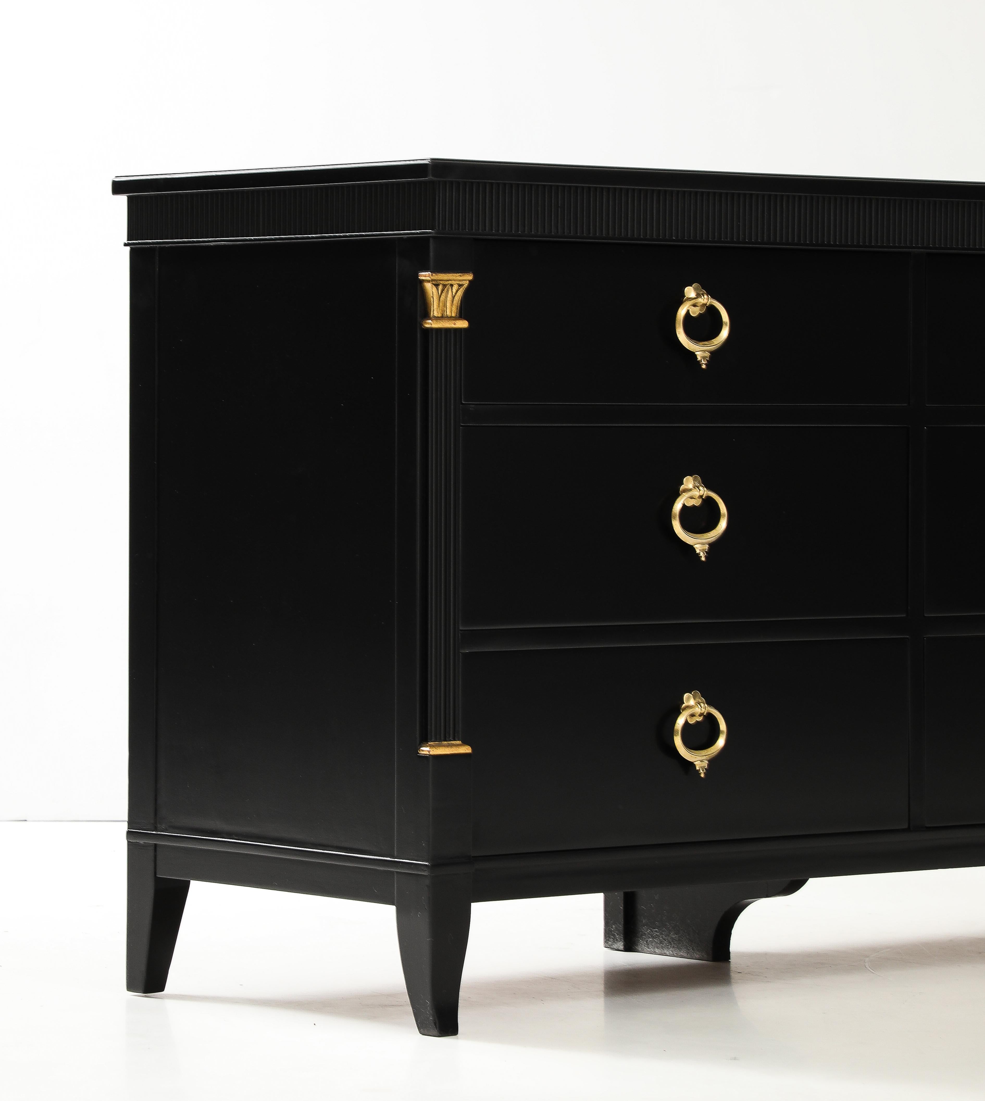 1950's 9 Drawer Black Lacquer Dresser By Baker For Sale 10
