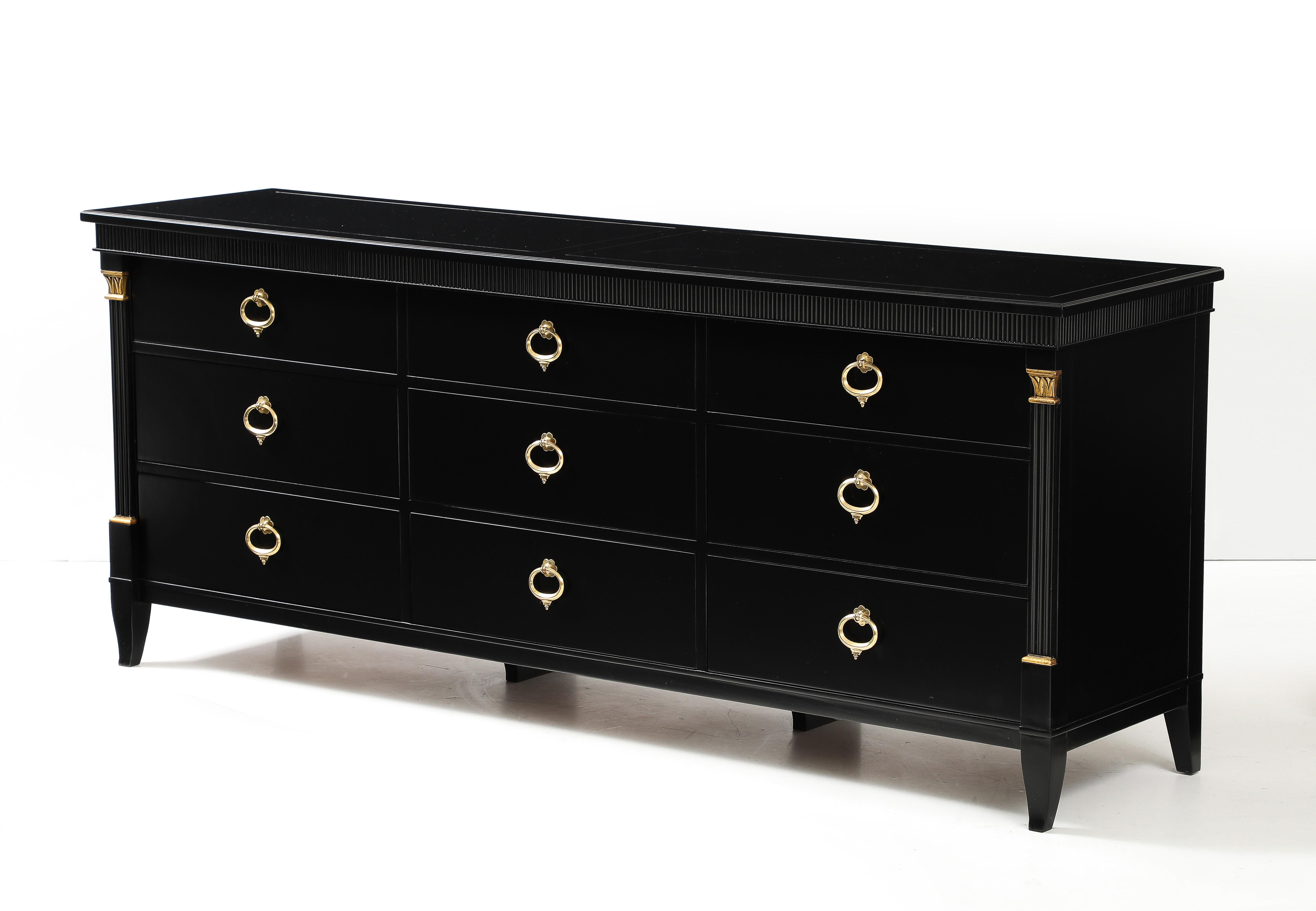 1950's 9 Drawer Black Lacquer Dresser By Baker For Sale 13