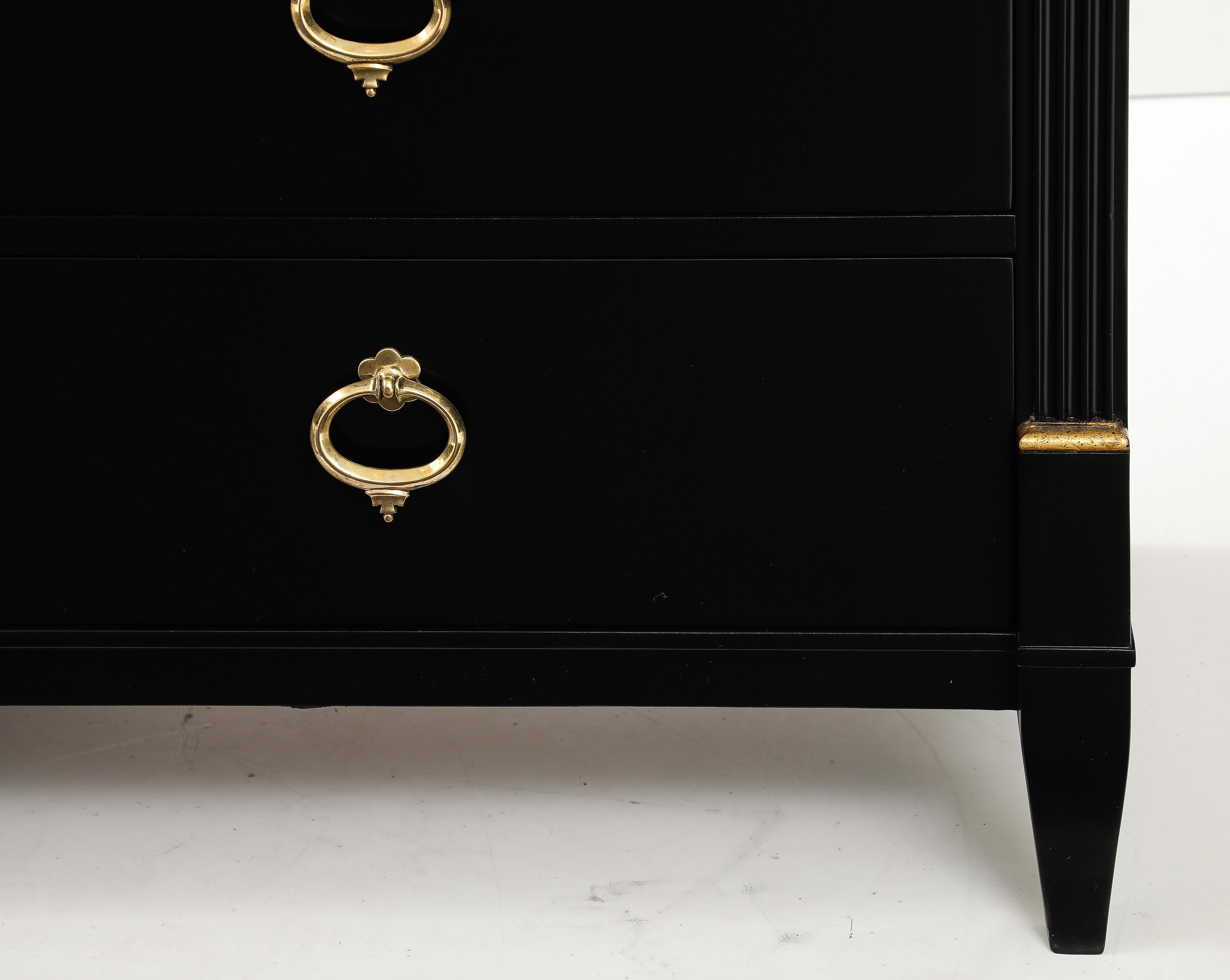 Mid-20th Century 1950's 9 Drawer Black Lacquer Dresser By Baker For Sale