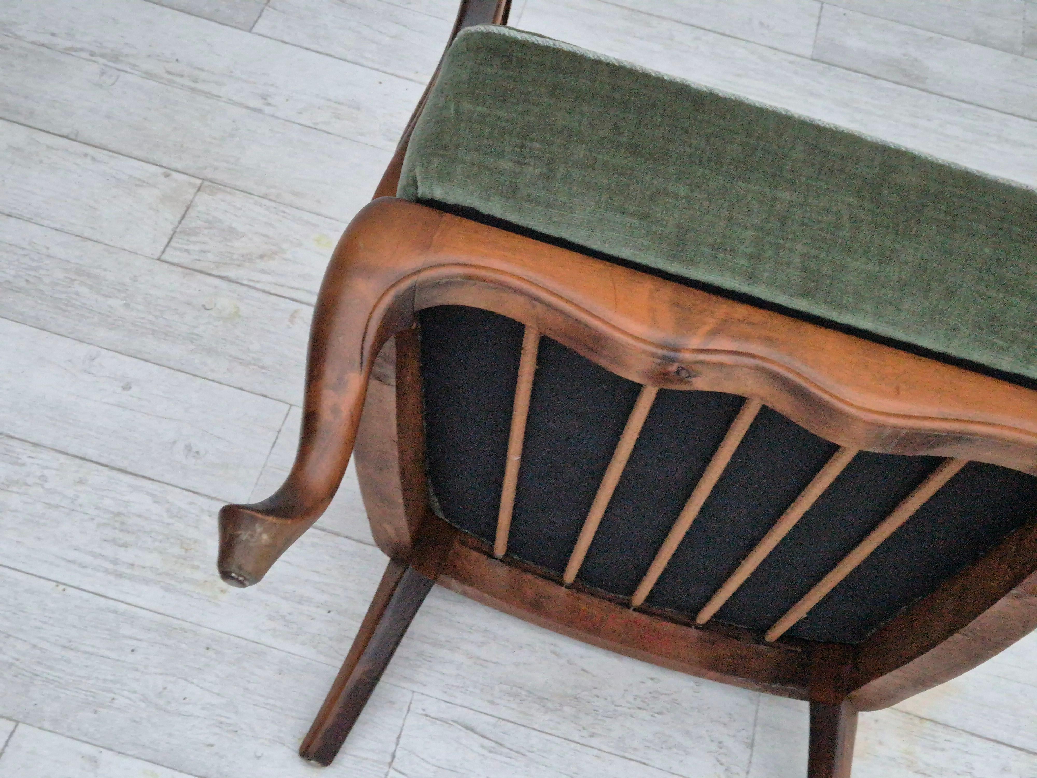 Années 1950, paire de fauteuils Wood Wood en état d'origine, velours, bois de frêne. en vente 11
