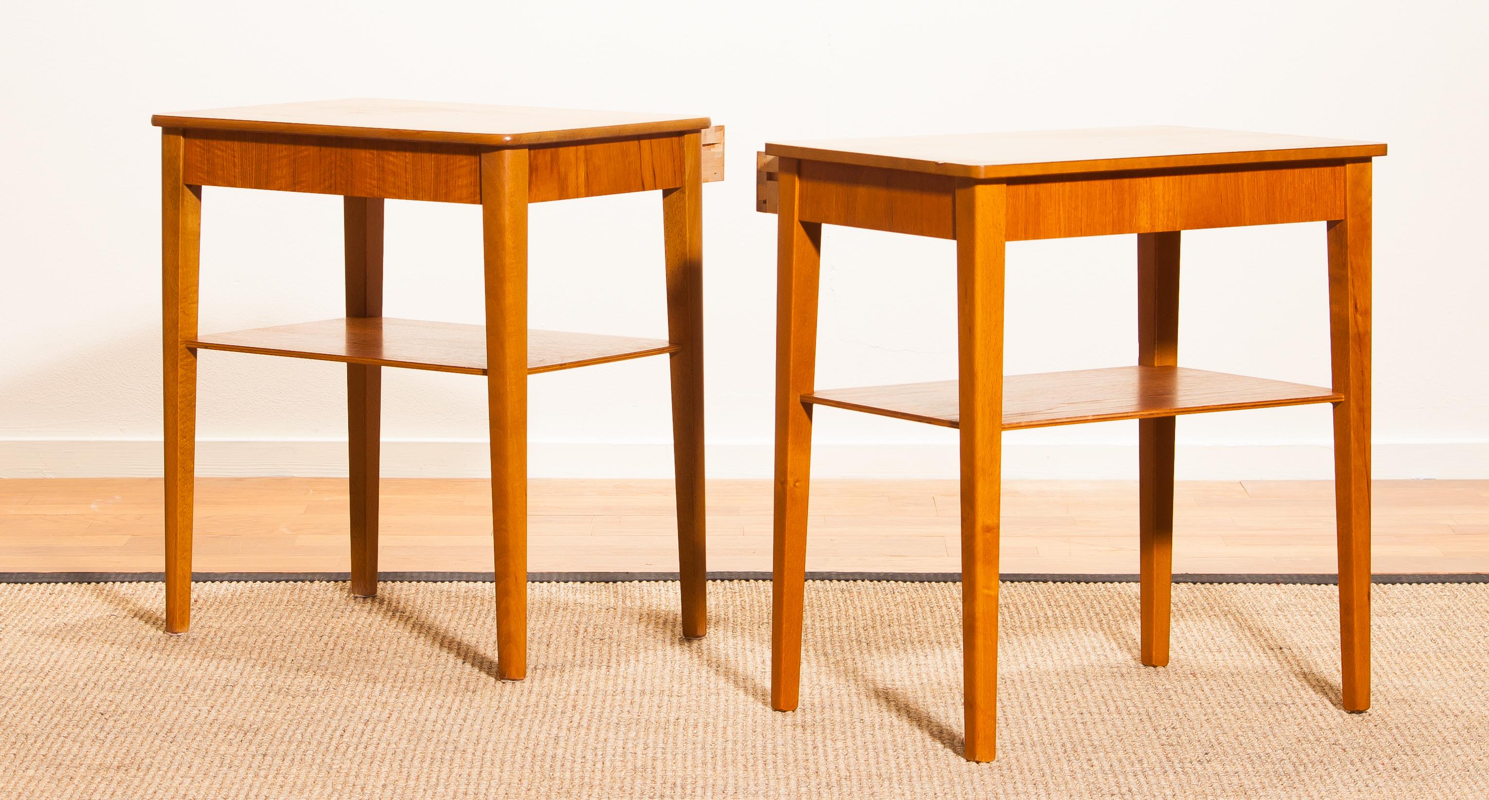 1950s, a Pair of Teak Bedside Tables by Björkås Möbelfabrik 8