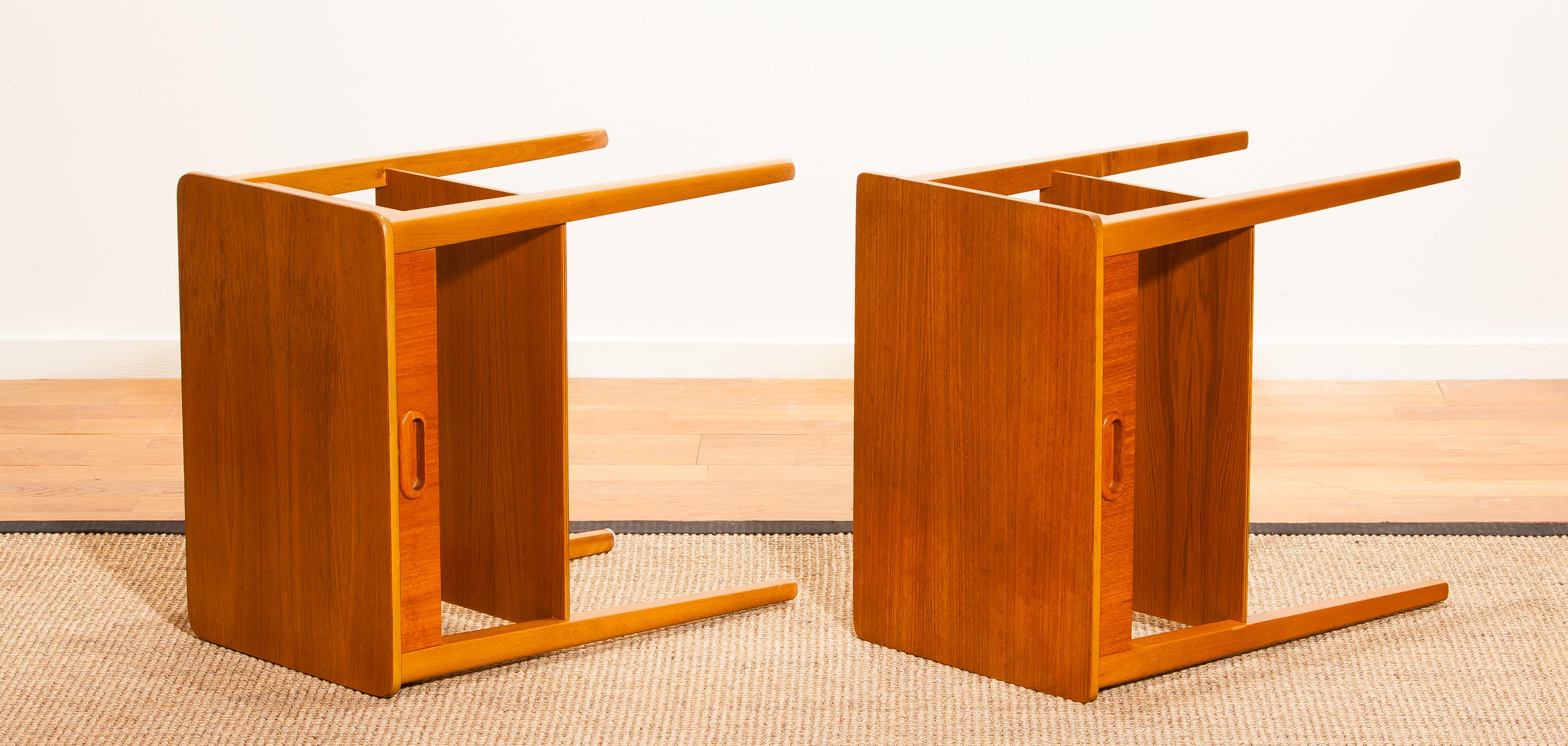 1950s, a Pair of Teak Bedside Tables by Björkås Möbelfabrik 10