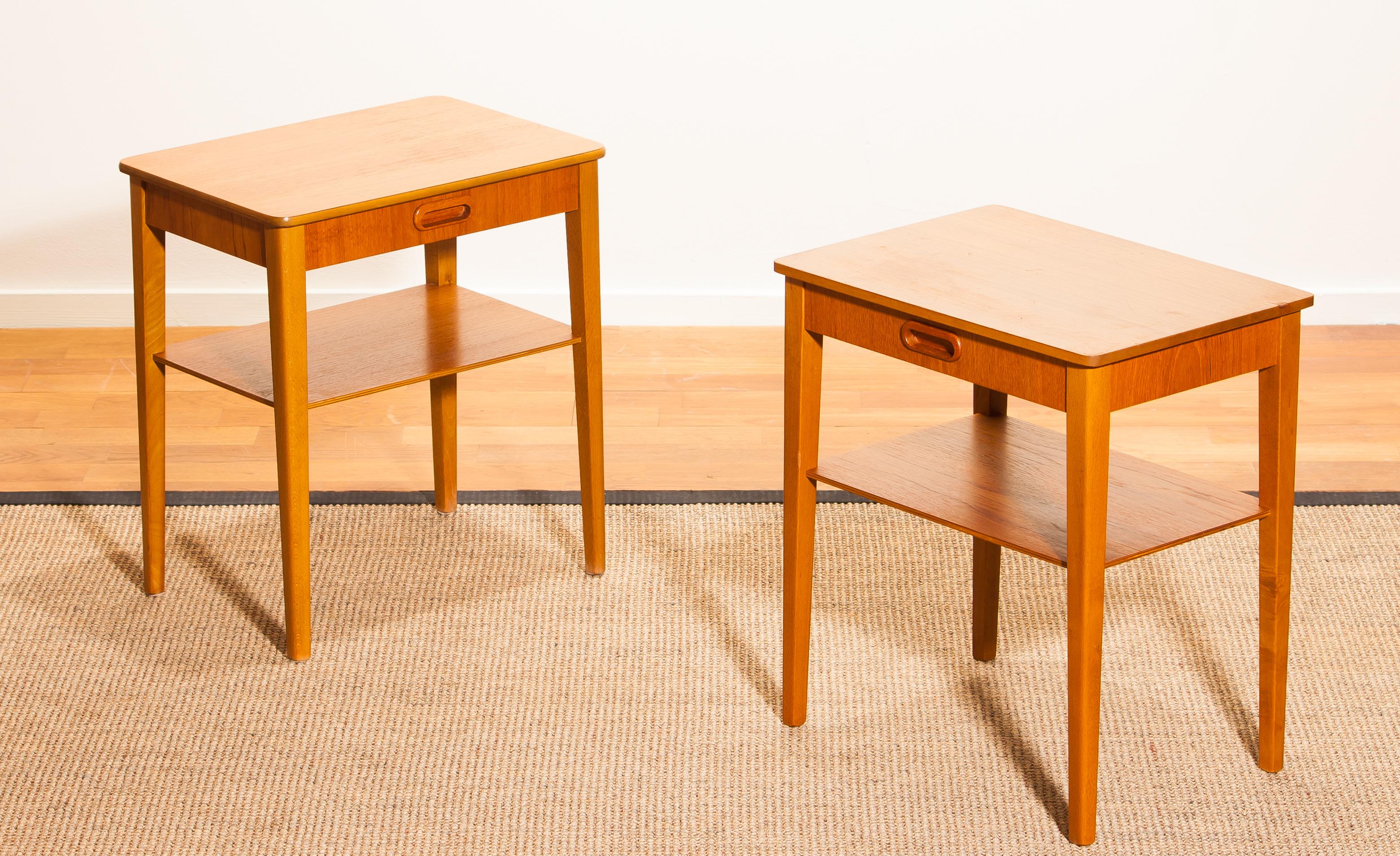 1950s, a Pair of Teak Bedside Tables by Björkås Möbelfabrik 3