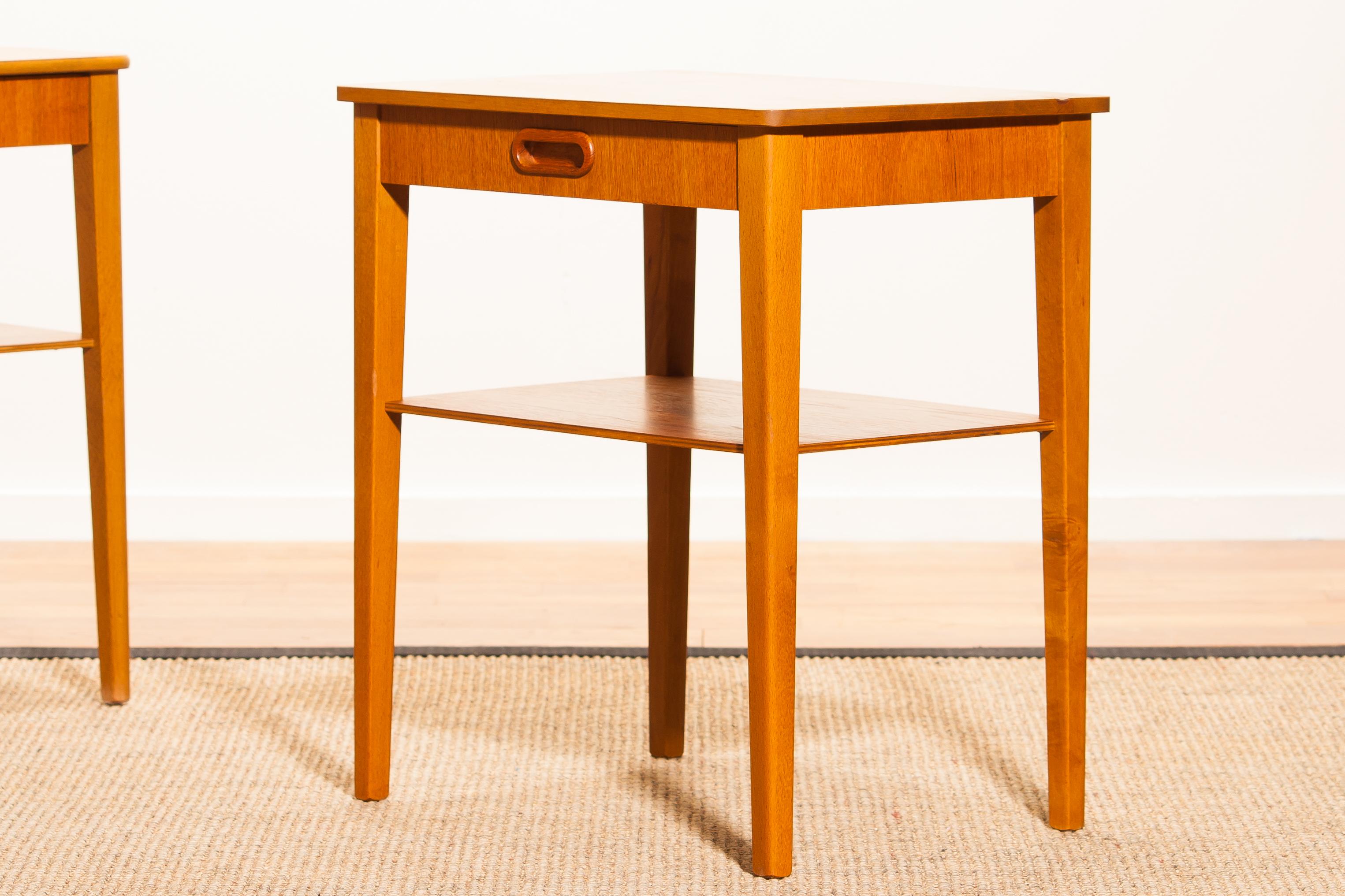 1950s, a Pair of Teak Bedside Tables by Björkås Möbelfabrik 3