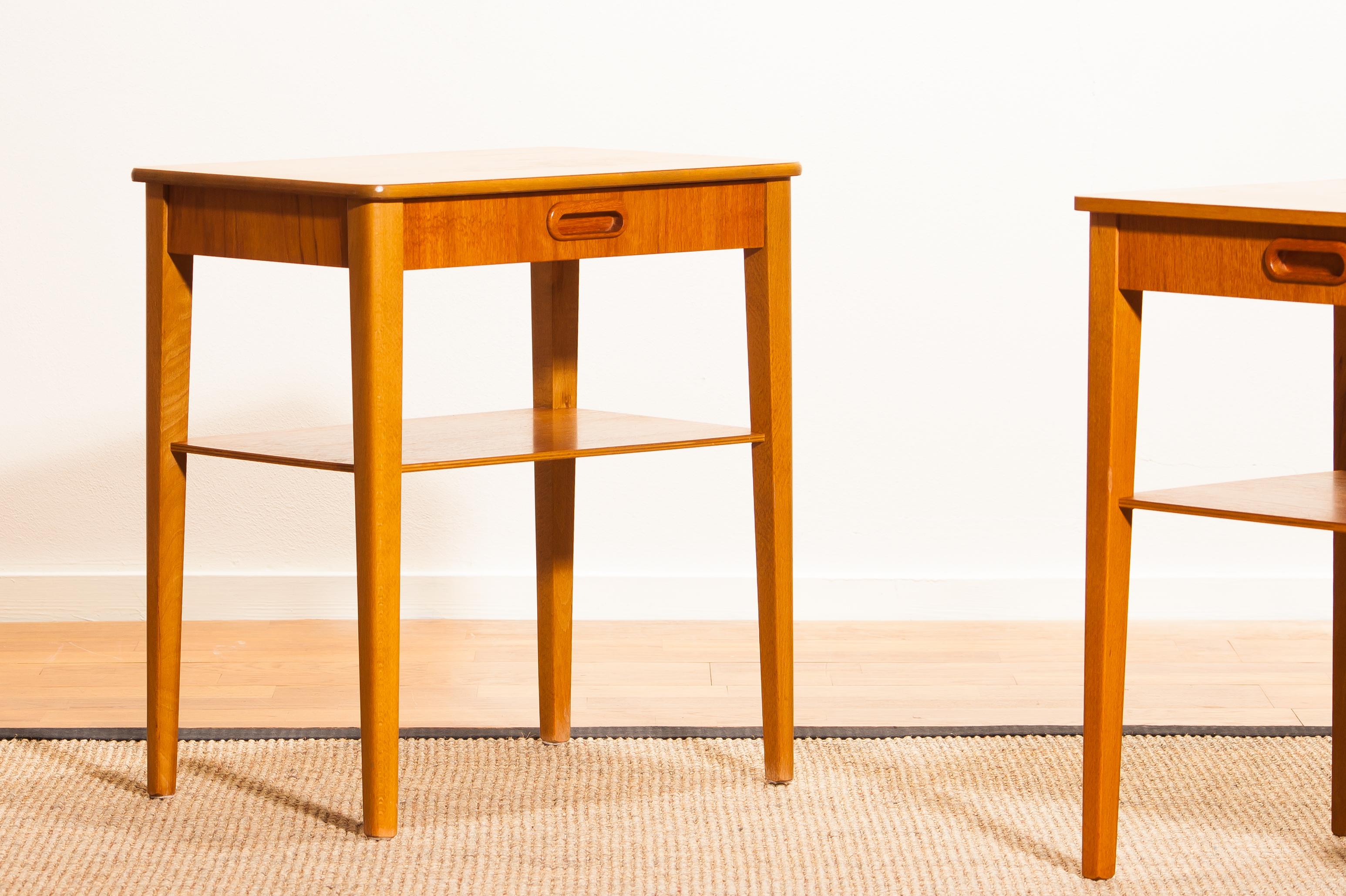 1950s, a Pair of Teak Bedside Tables by Björkås Möbelfabrik 4