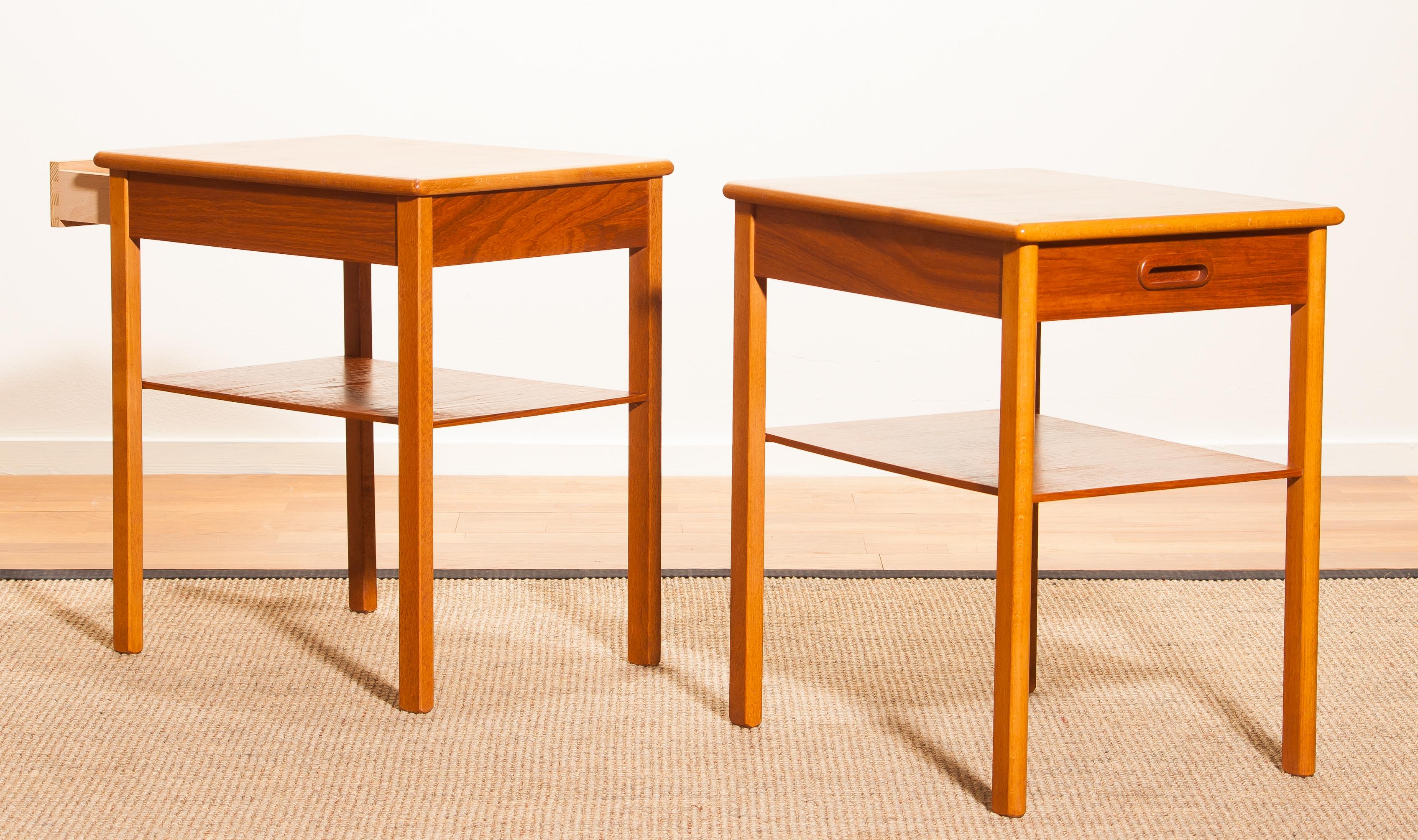 1950s, a Pair of Teak Bedside Tables by Säffle, Sweden 6