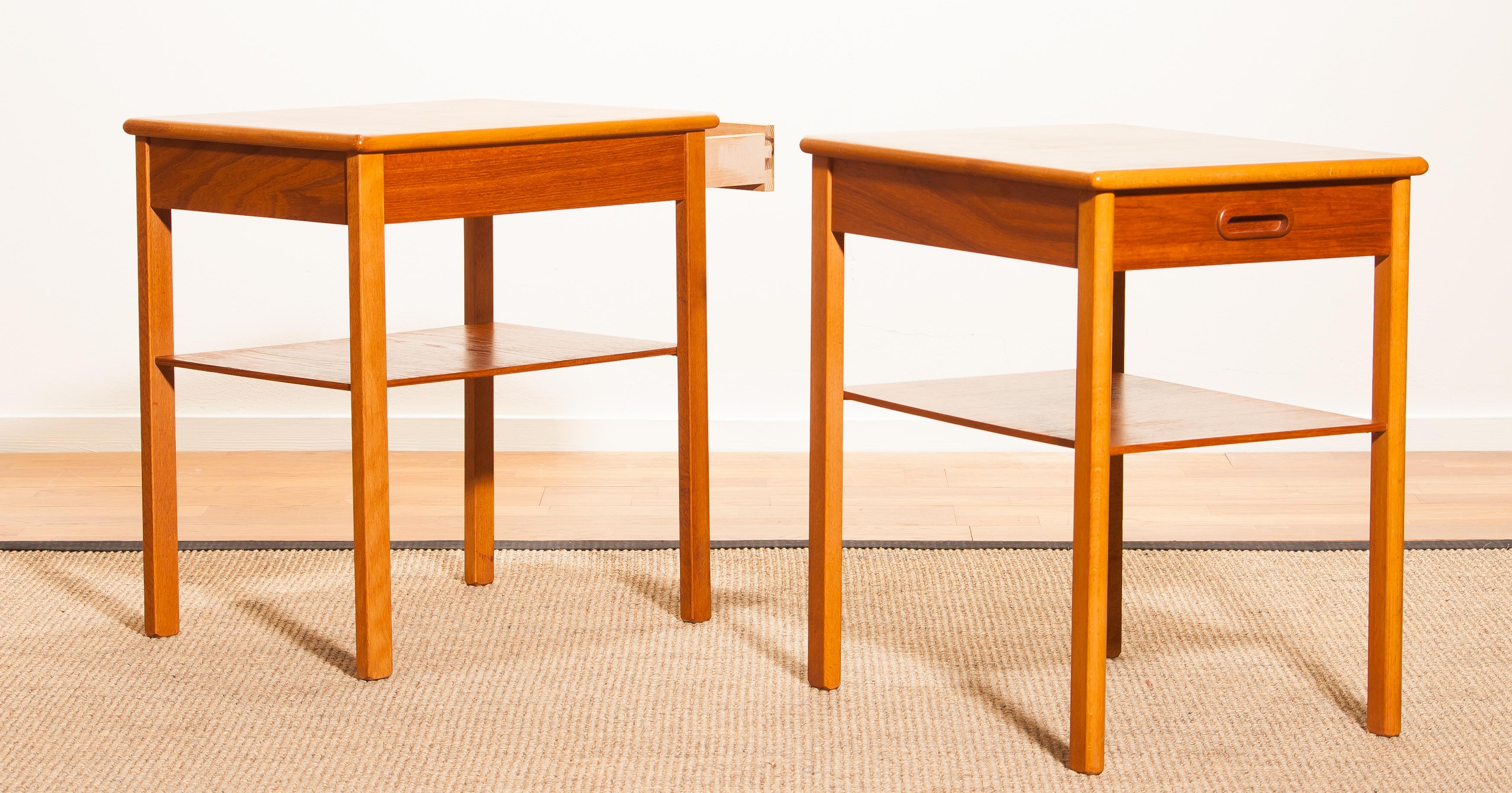 1950s, a Pair of Teak Bedside Tables by Säffle, Sweden 7