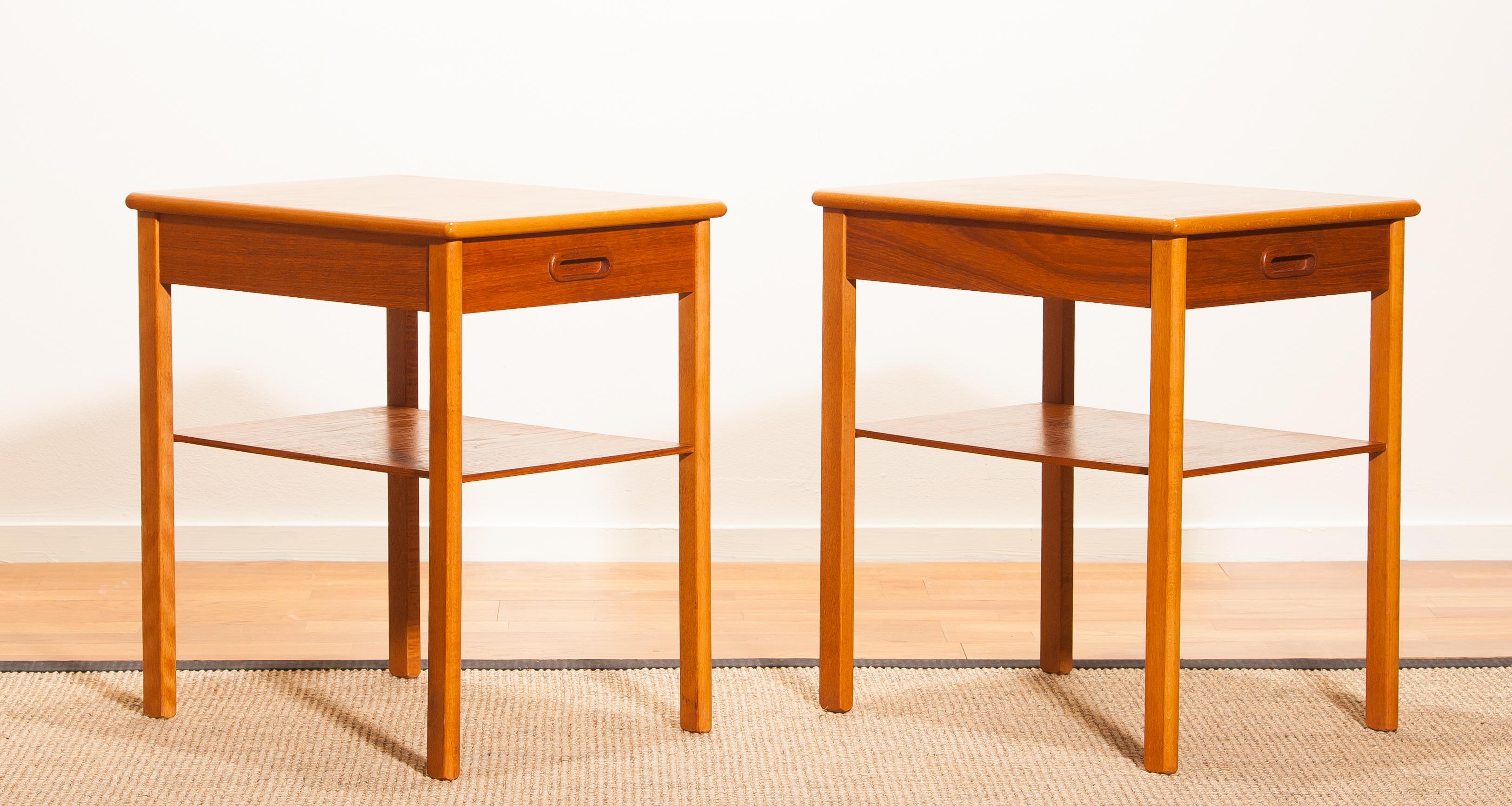 1950s, a Pair of Teak Bedside Tables by Säffle, Sweden 8