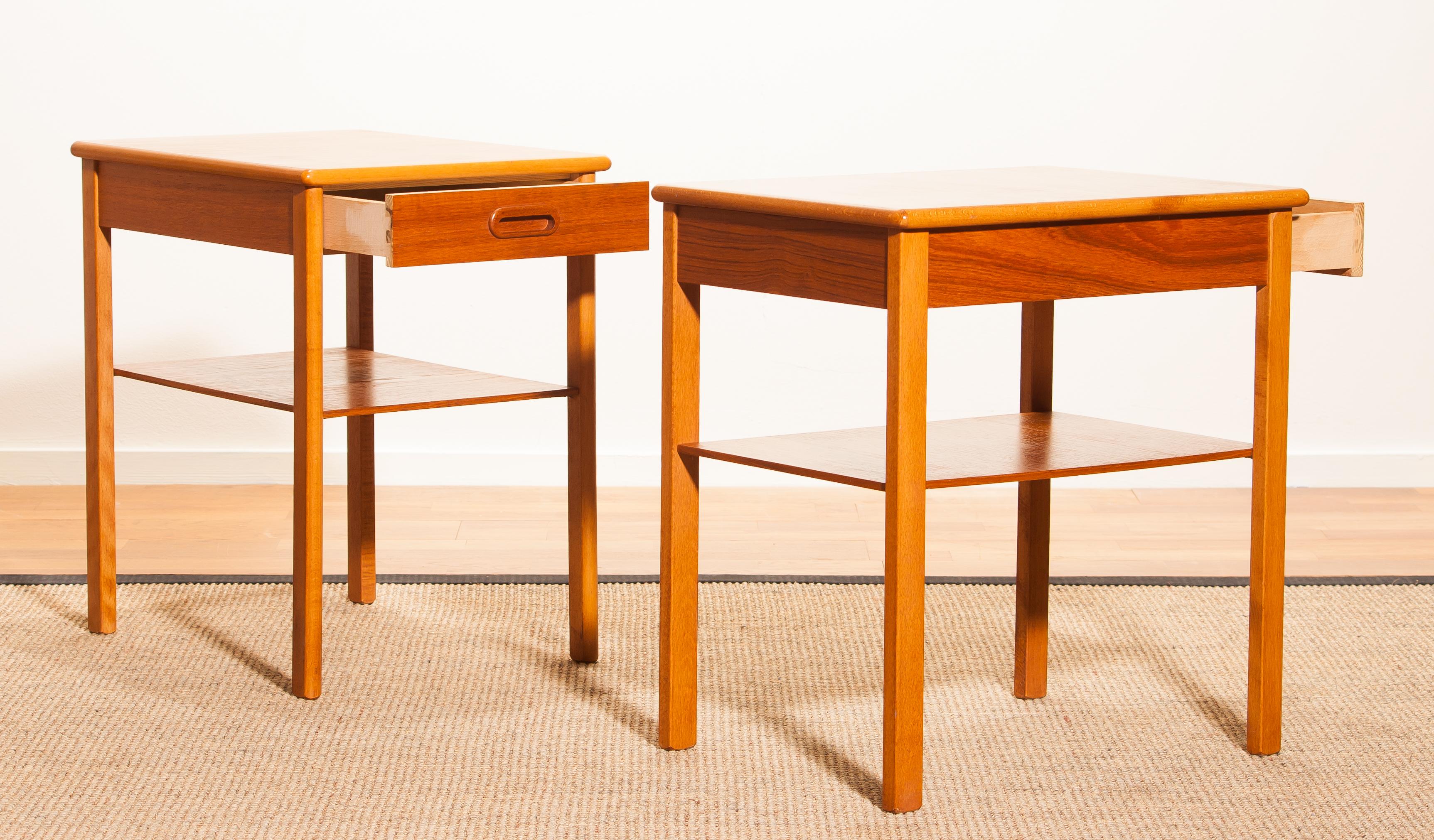 1950s, a Pair of Teak Bedside Tables by Säffle, Sweden 10