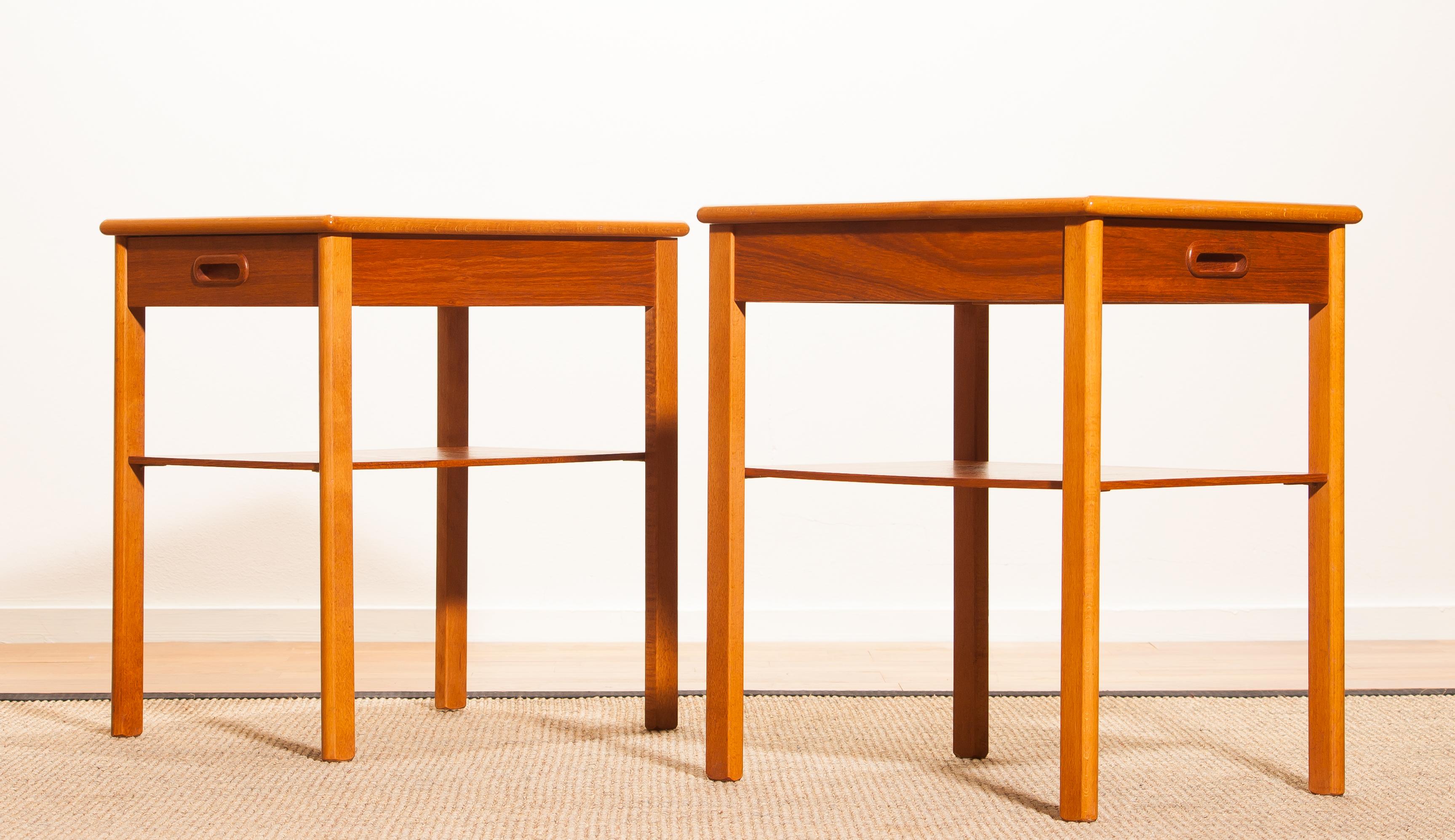 1950s, a Pair of Teak Bedside Tables by Säffle, Sweden In Excellent Condition In Silvolde, Gelderland