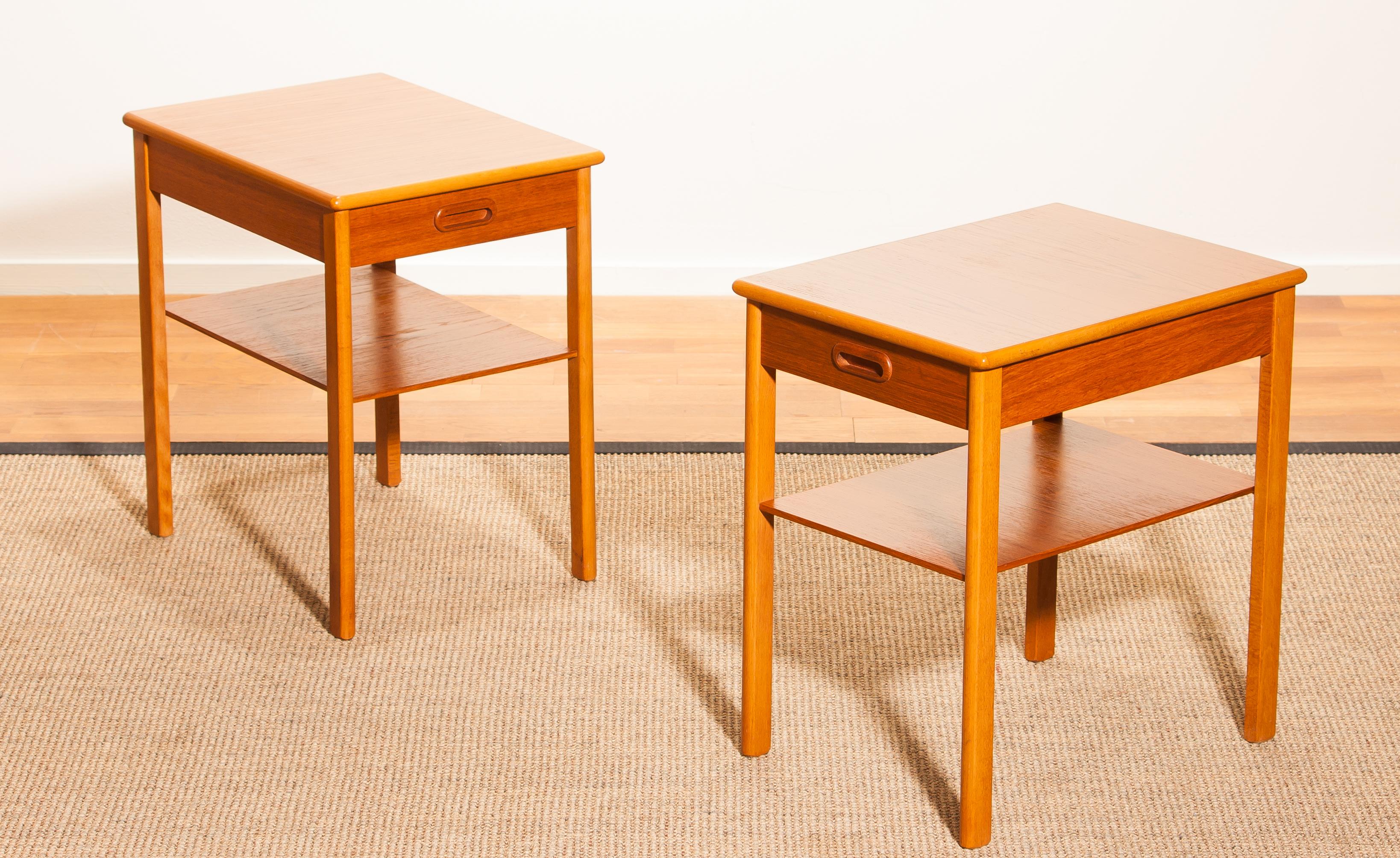 1950s, a Pair of Teak Bedside Tables by Säffle, Sweden 2