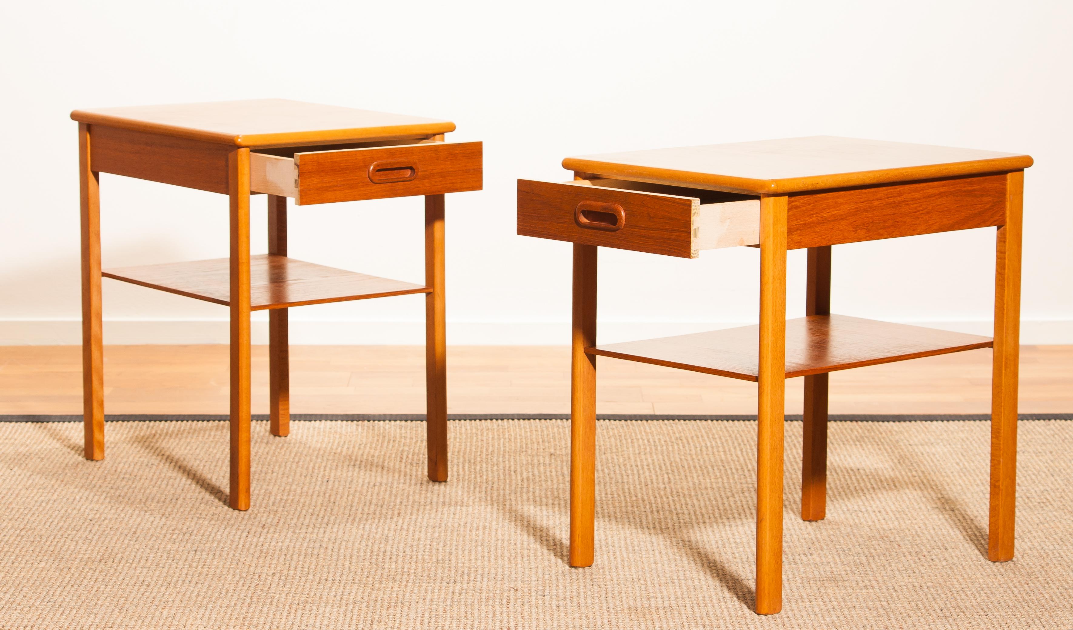 1950s, a Pair of Teak Bedside Tables by Säffle, Sweden 3