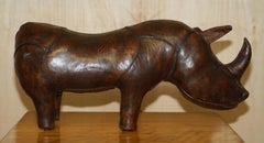 1950's Abercrombie & Fitch Dimitri Omersa Rhinoceros Brown Leather Footstool