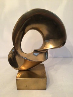 1950s Abstract Brass Table Sculpture on Brass Base