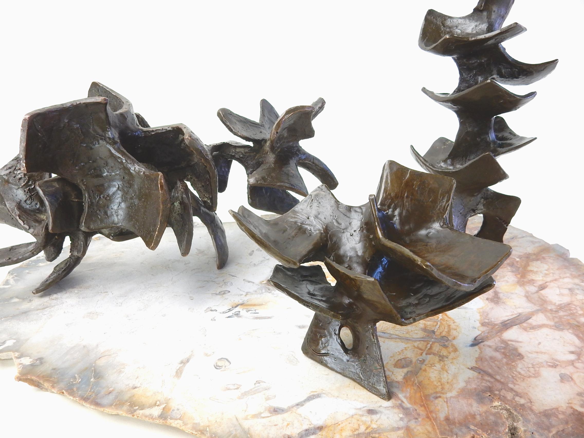 Mid-Century Modern 1950s Abstract Bronze Sculpture Set For Sale