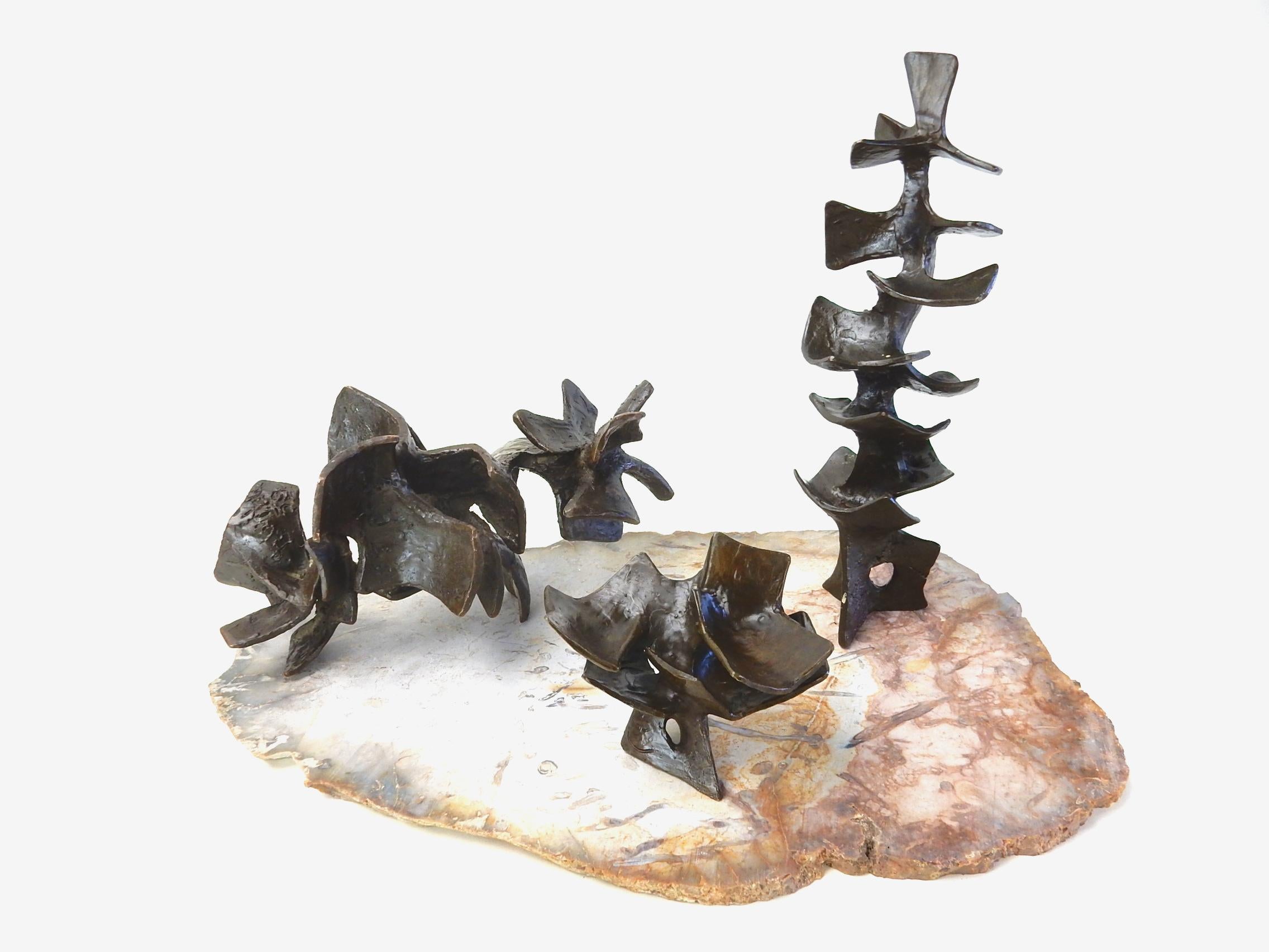 20th Century 1950s Abstract Bronze Sculpture Set For Sale