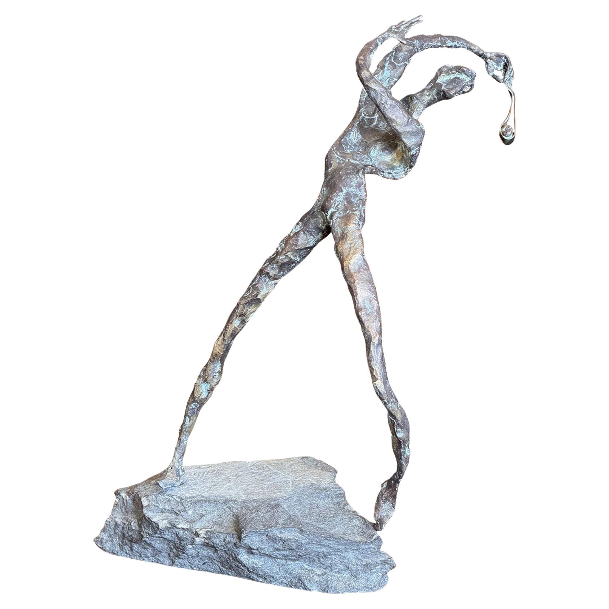 Abstrakte Bronzeskulptur "David" aus den 1950er Jahren