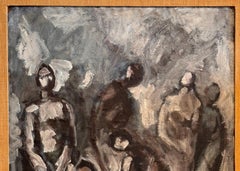 1950s Abstract Figurative Painting by Maurice Golabon, Framed